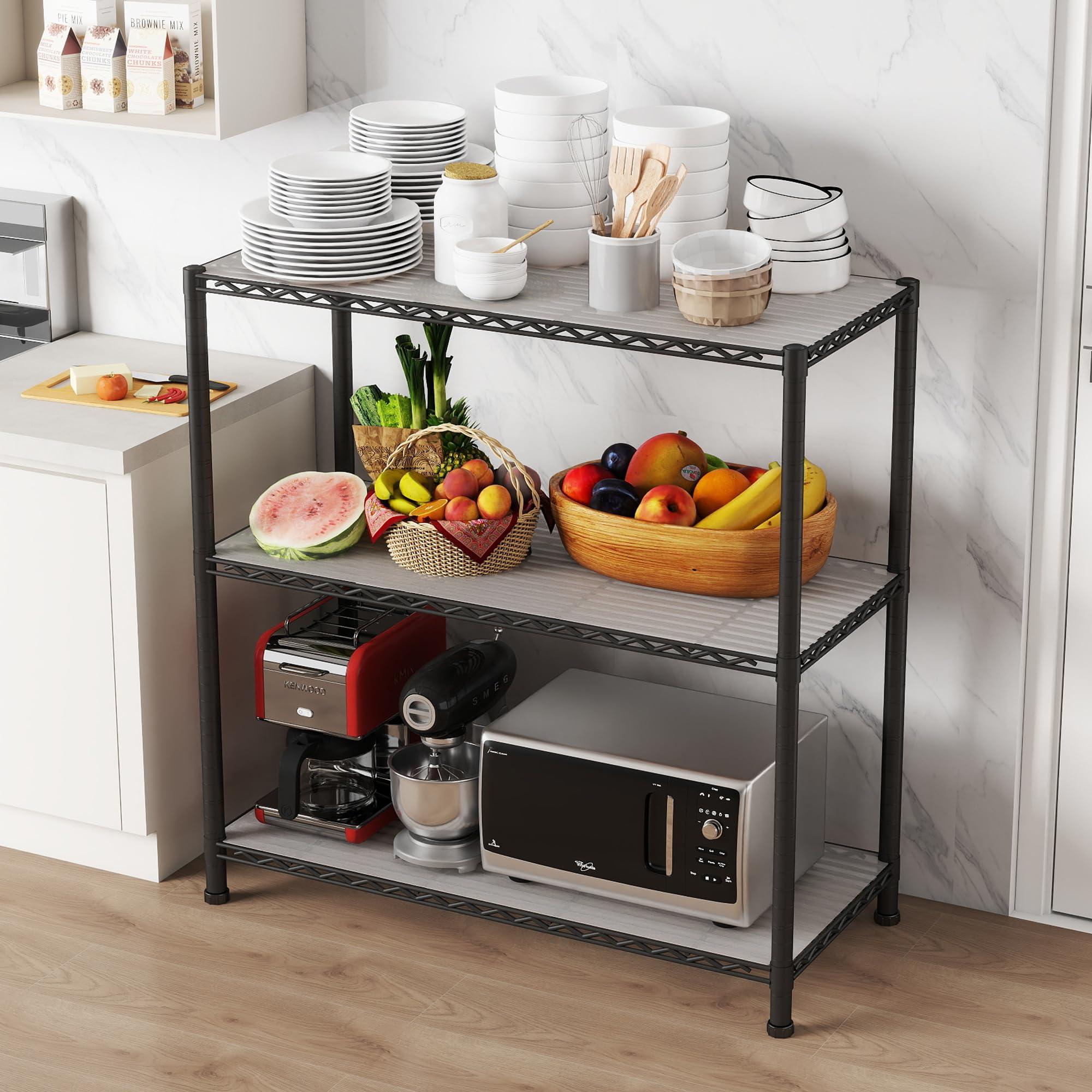 EZPEAKS 2-Pack 3-Shelf Shelving Unit with 3-Shelf Liners, 36" W X 16" D X 36" H Adjustable Rack, Steel Wire Shelves, Shelving Units and Storage for Laundry Bathroom Kitchen Pantry Closet, Black - Image 5