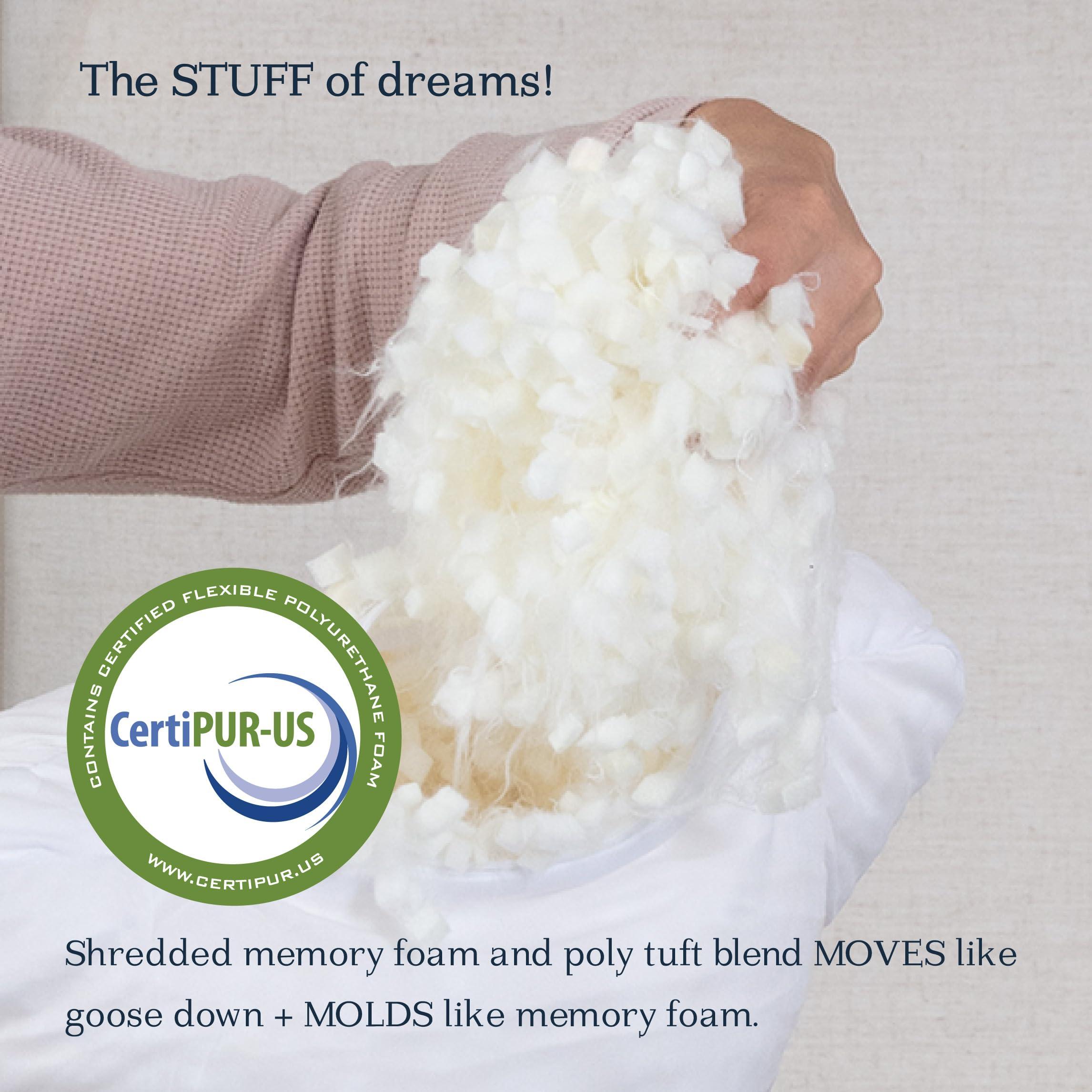 DreamyBlue Signature Pillow w/Adjustable Loft • Shredded Memory Foam Fill • Neutral Alignment for Side, Back, and Stomach Sleepers • Washable Bamboo Rayon Cover • CertiPUR-US Certified Foam (Queen) - Image 2