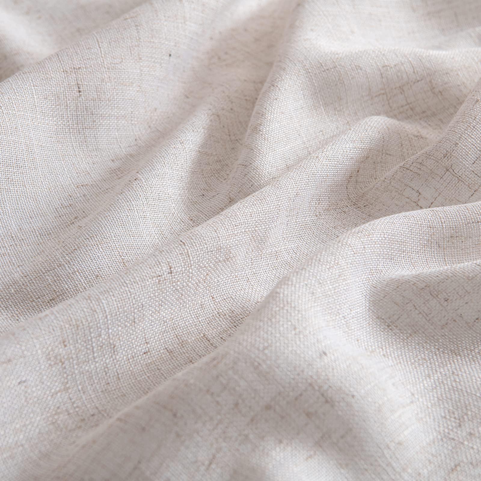 MIULEE Natural White Linen Curtains 84 Inch Long for Bedroom Living Room, Soft Thick Linen Textured Window Drapes Semi Sheer Light Filtering Rod Pocket Back Tab Neutral Farmhouse Cream Ivory 2 Panels - Image 4