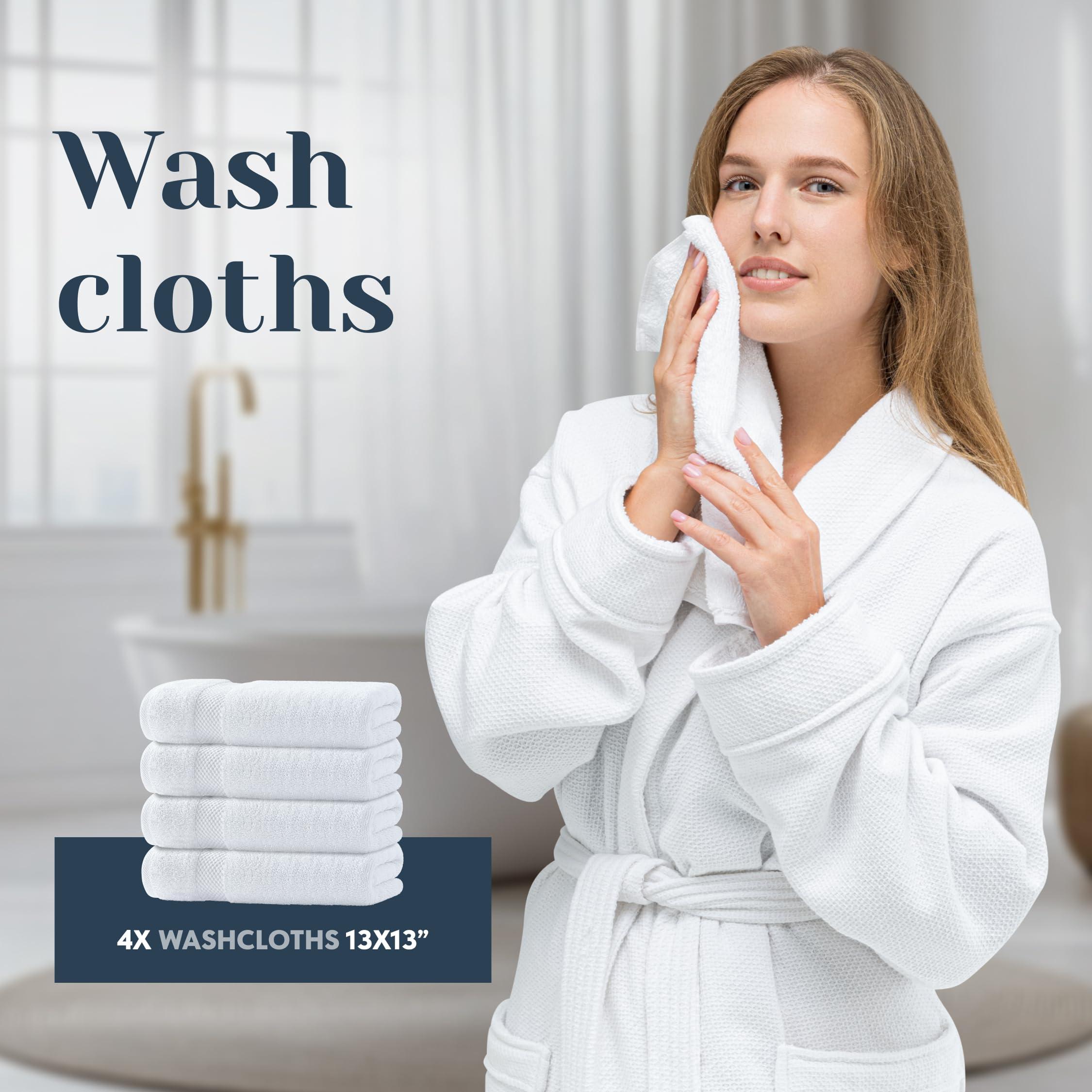 Luxury White Bath Towel Set of 8 Pieces - 100% Turkish Cotton 700 GSM Highly Absorbent Towels for Bathroom, 2 Bath Towels, 2 Hand Towels, 4 Washcloths - Image 6