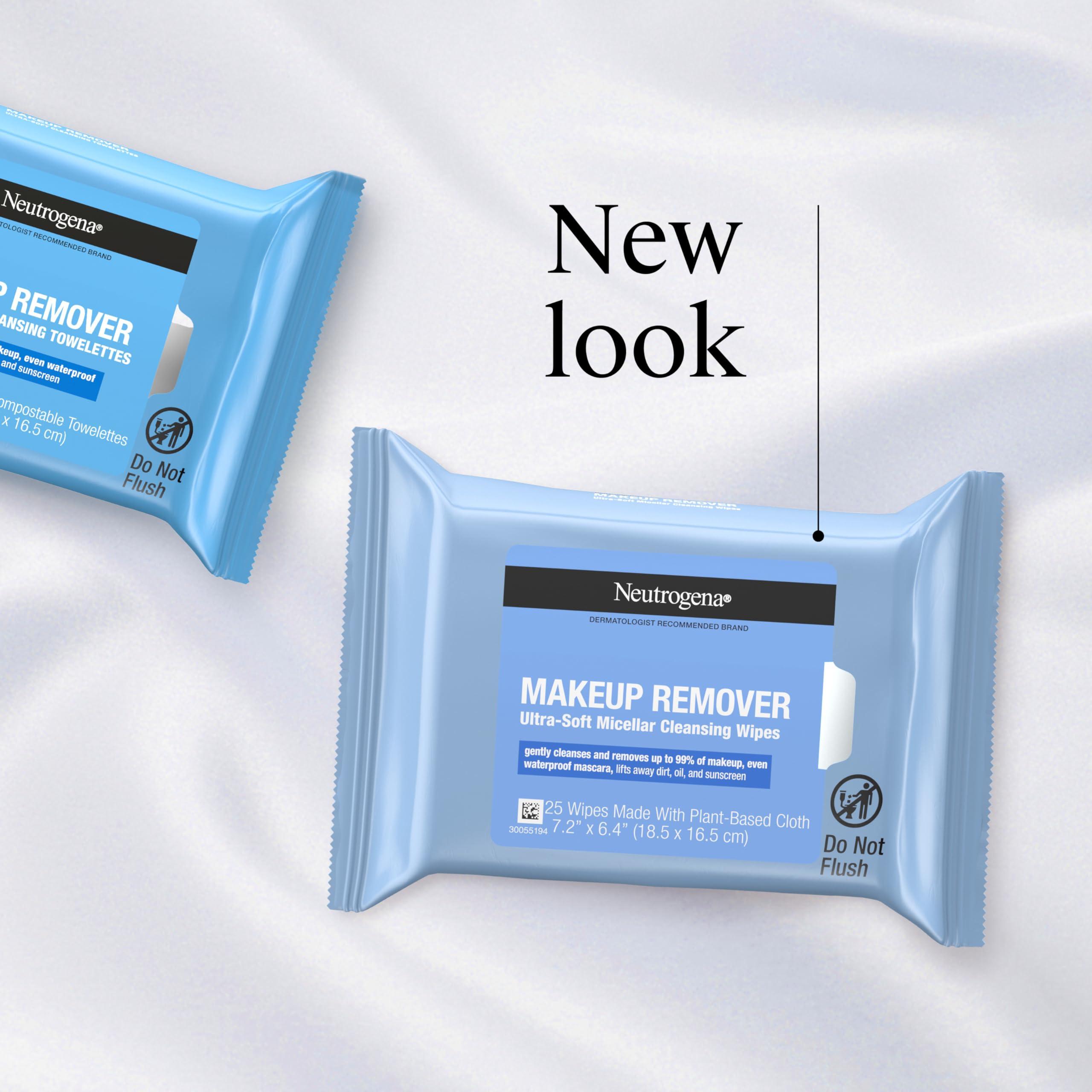 Neutrogena Makeup Remover Wipes, Daily Facial Cleanser Towelettes, Gently Cleanse and Remove Oil & Makeup, Alcohol-Free Makeup Wipes, 2 x 25 ct - Image 3