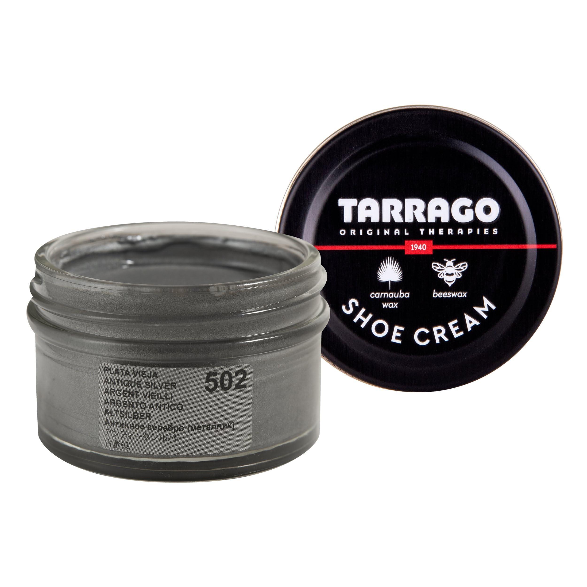 Tarrago Shoe Cream Professional Shoe Polish for Leather Boots, Shoes, Purse, Furniture Eco Friendly Leather Conditioner 1.7oz - Antique Silver Metallic #502