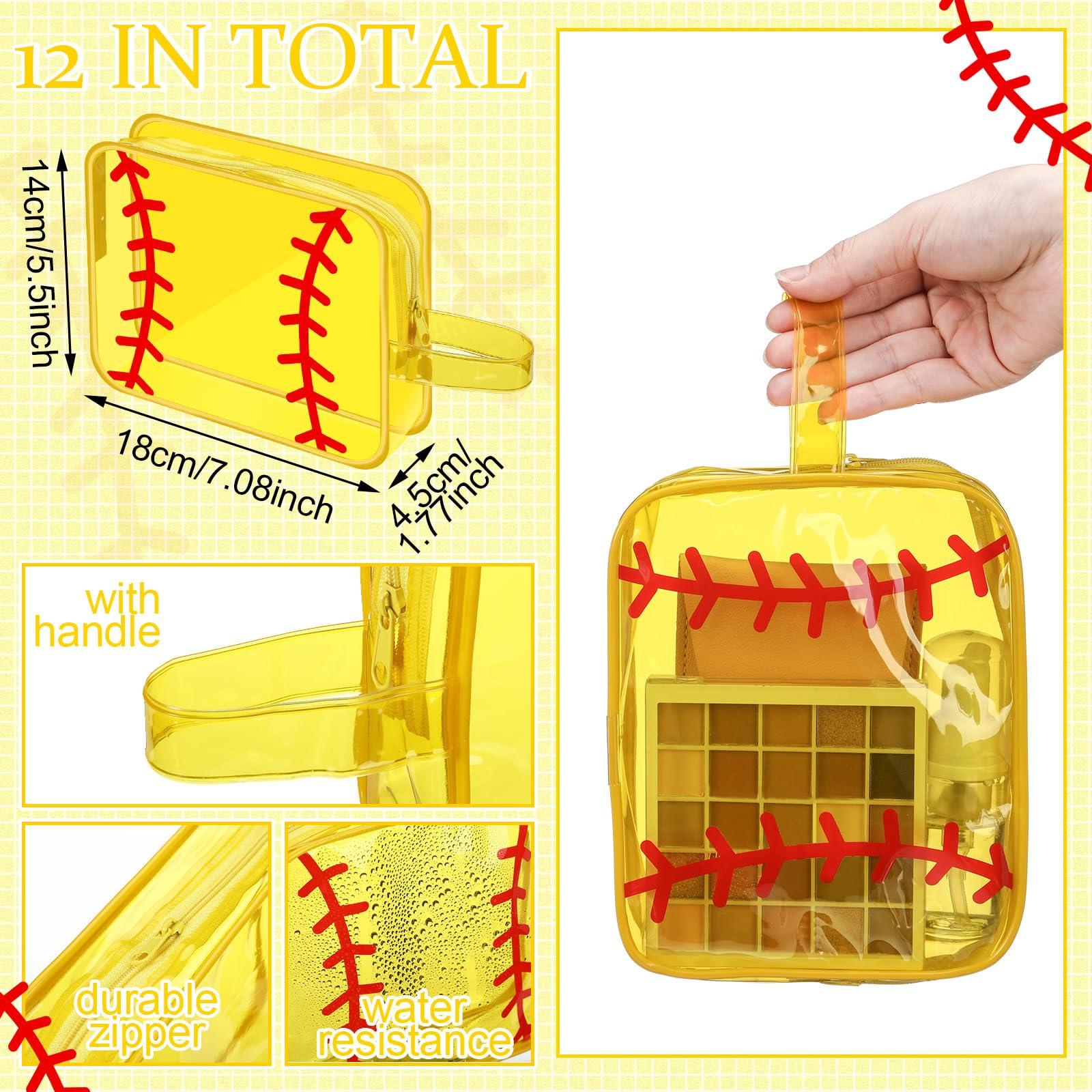 Reginary 12 Pcs Softball Cosmetic Bag Gifts Accessories for Makeup Bags Softball Clear PVC Cheer Case Toiletry Zipper Pouch Waterproof Travel Toiletry Handbag Purses Organizer for Women Valentine Gift - Image 3