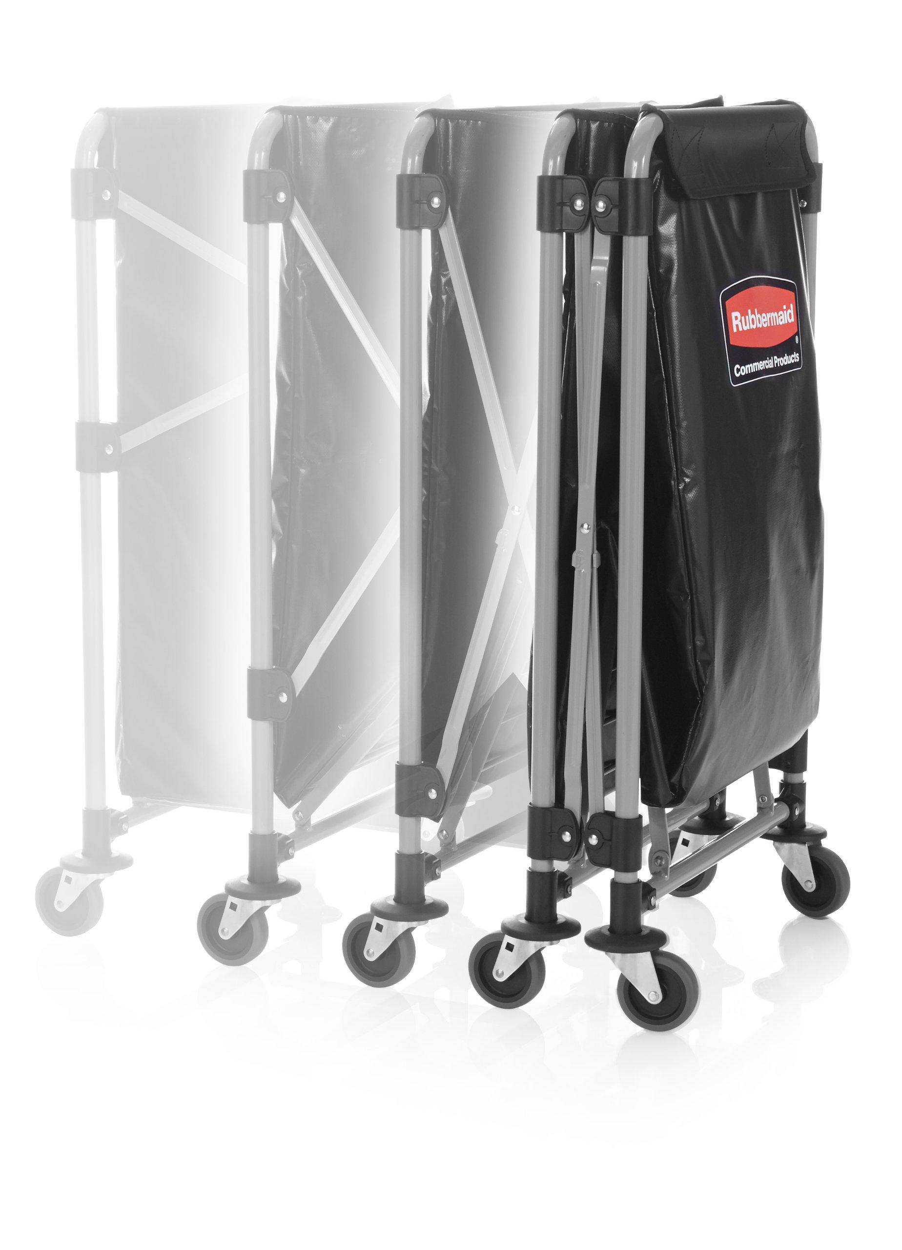 Rubbermaid Commercial Products, Collapsible X Cart, Black, Steel 8 Bushel Bin, Commercial Laundry Cart with Wheels for Hotel/Nursing Home/Home/College Easily Move Laundry/Supplies/Groceries - Image 5