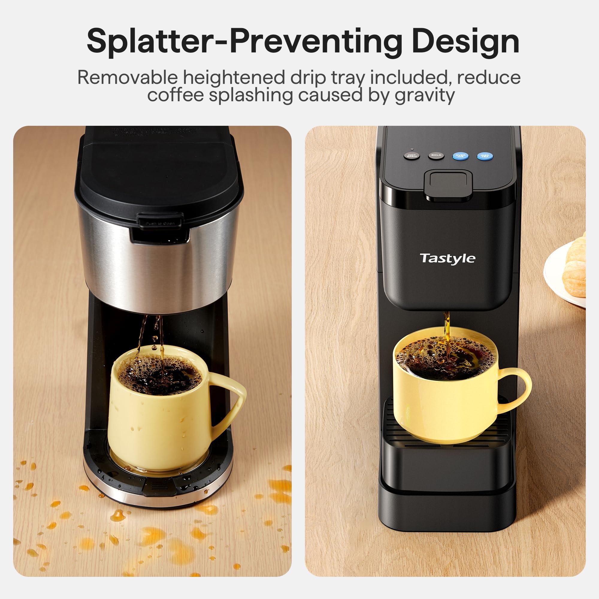 Tastyle Single Serve Coffee Maker for K Cup, Ground and Tea Leaves, Hot and Iced Coffee Machines with Bold Setting, 6 to 16 Oz Brew Sizes, Compact for Small Spaces, Black (2.0 Version) - Image 4