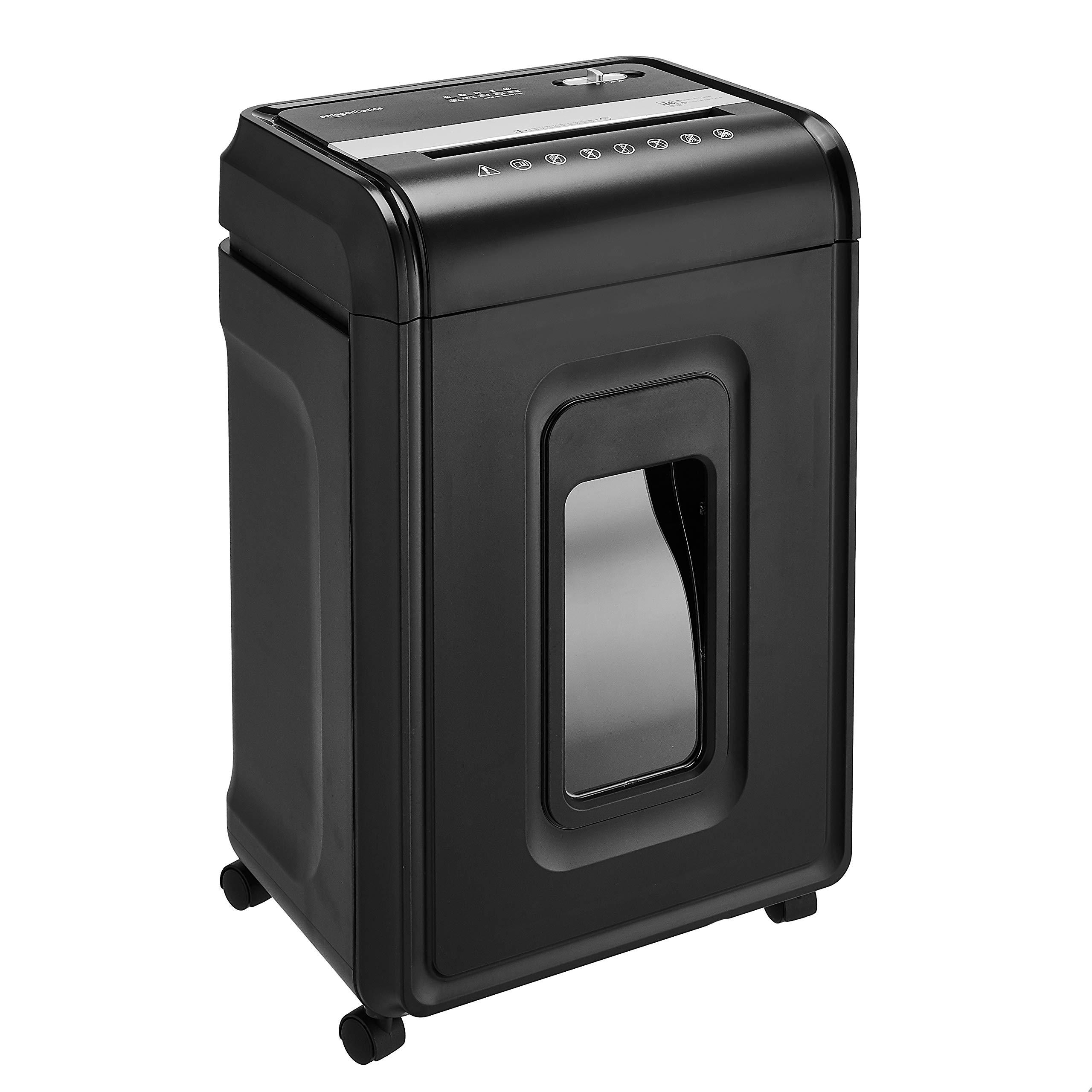 Amazon Basics 24 Sheet Cross Cut Paper, CD and Credit Card Home Office Shredder with Pullout Basket, Black - Image 1