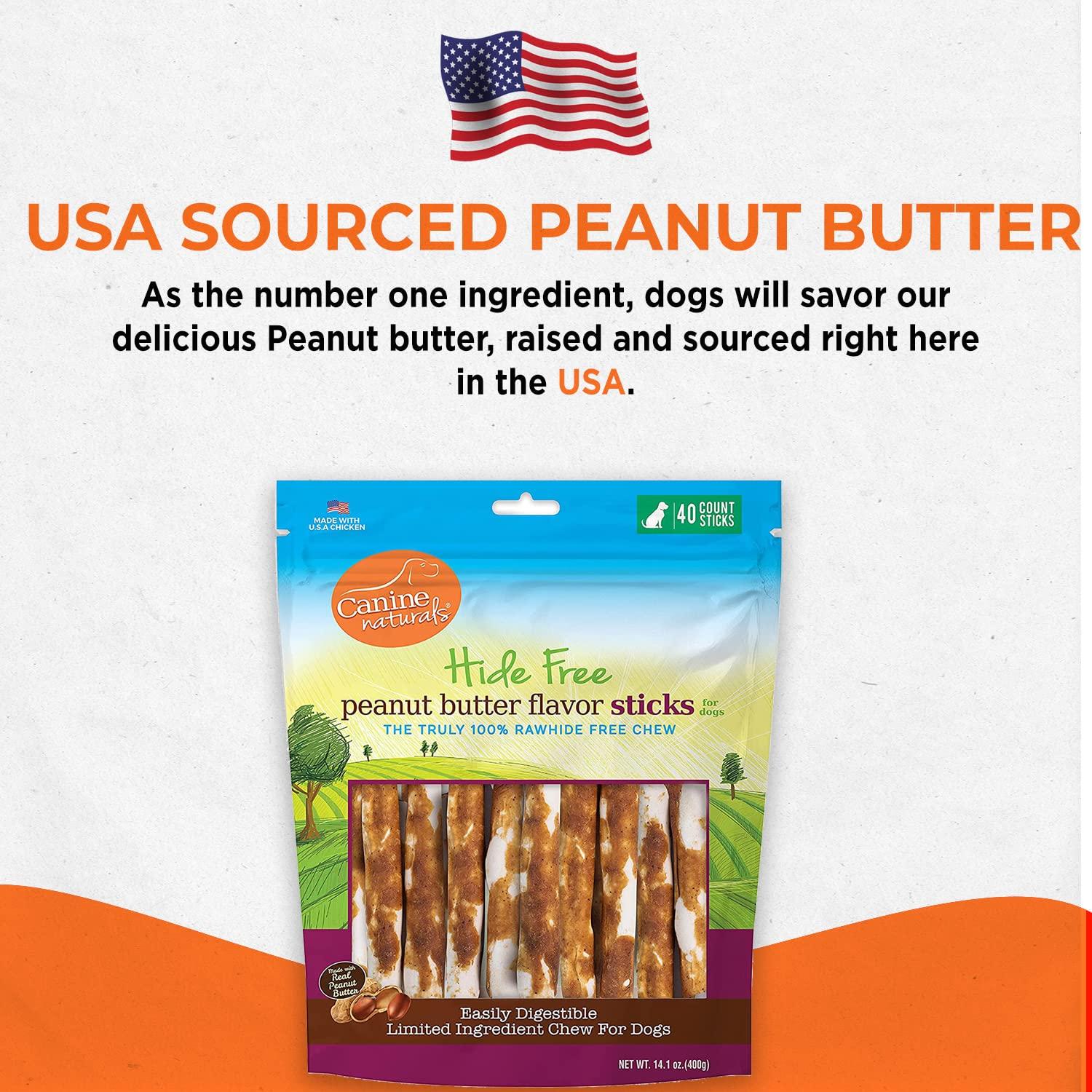 Canine Naturals Peanut Butter Chew - Rawhide Free and Dog Treats - Made from Real Peanut Butter - All-Natural and Easily Digestible - 40 Pack of 5 Inch Stick Chews - Image 8