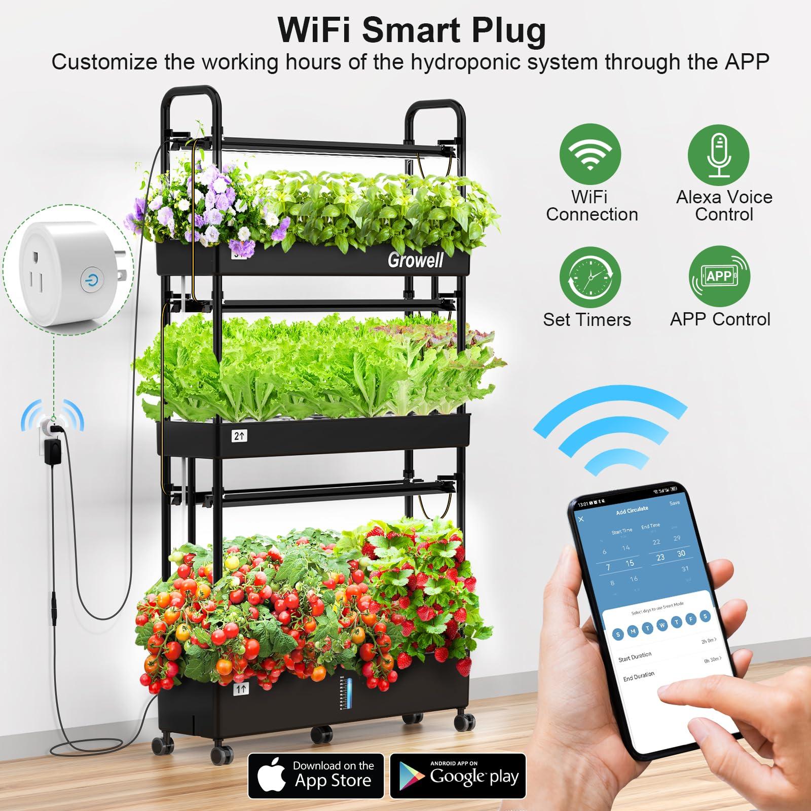 Growell Hydroponics Growing System Kit, 90 Pods Vertical Indoor Garden with LED Grow Light, Auto Circulating Water System & WiFi Smart Plug, Indoor Gardening System for Vegetable Fruit Herb - Image 5