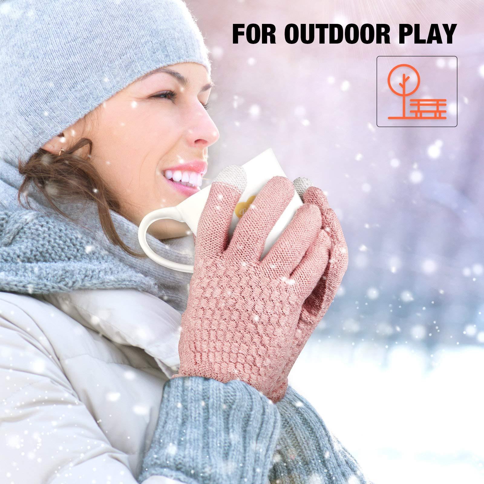 Geyoga 4 Pairs Women's Winter Touch Screen Gloves Soft Warm Fleece Lined Knit Elastic Cuff Texting Gloves - Image 5