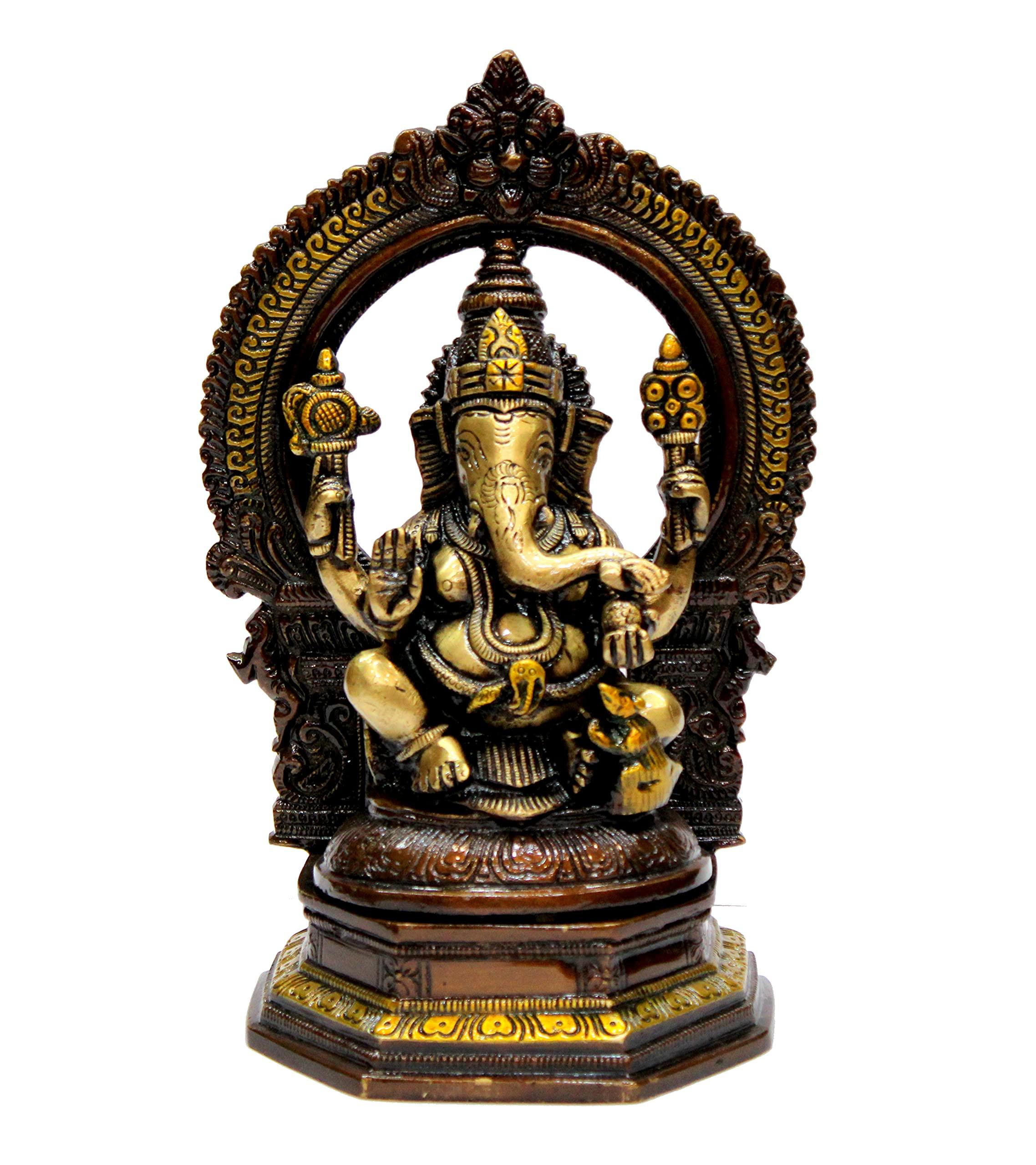eSplanade Brass Ganesh Ganesha Ganpati Vinayak Showpiece | Murti Idol Statue Sculpture - 9.75" Inches - Multi