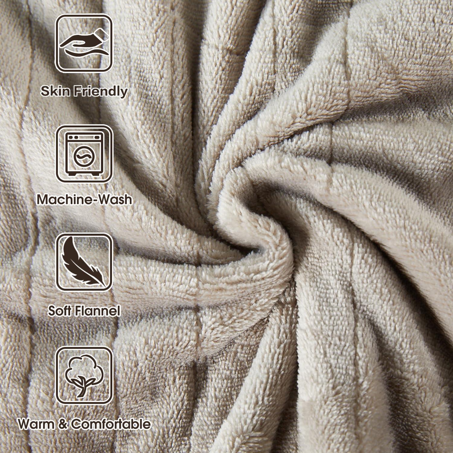 Tefici Electric Heated Blanket Throw, Super Cozy Soft 2-Layer Flannel 50" x 60" Heated Throw with 3 Heating Levels & 4 Hours Auto Off, Machine Washable, ETL&FCC Certified, Home Office Use,Camel - Image 8
