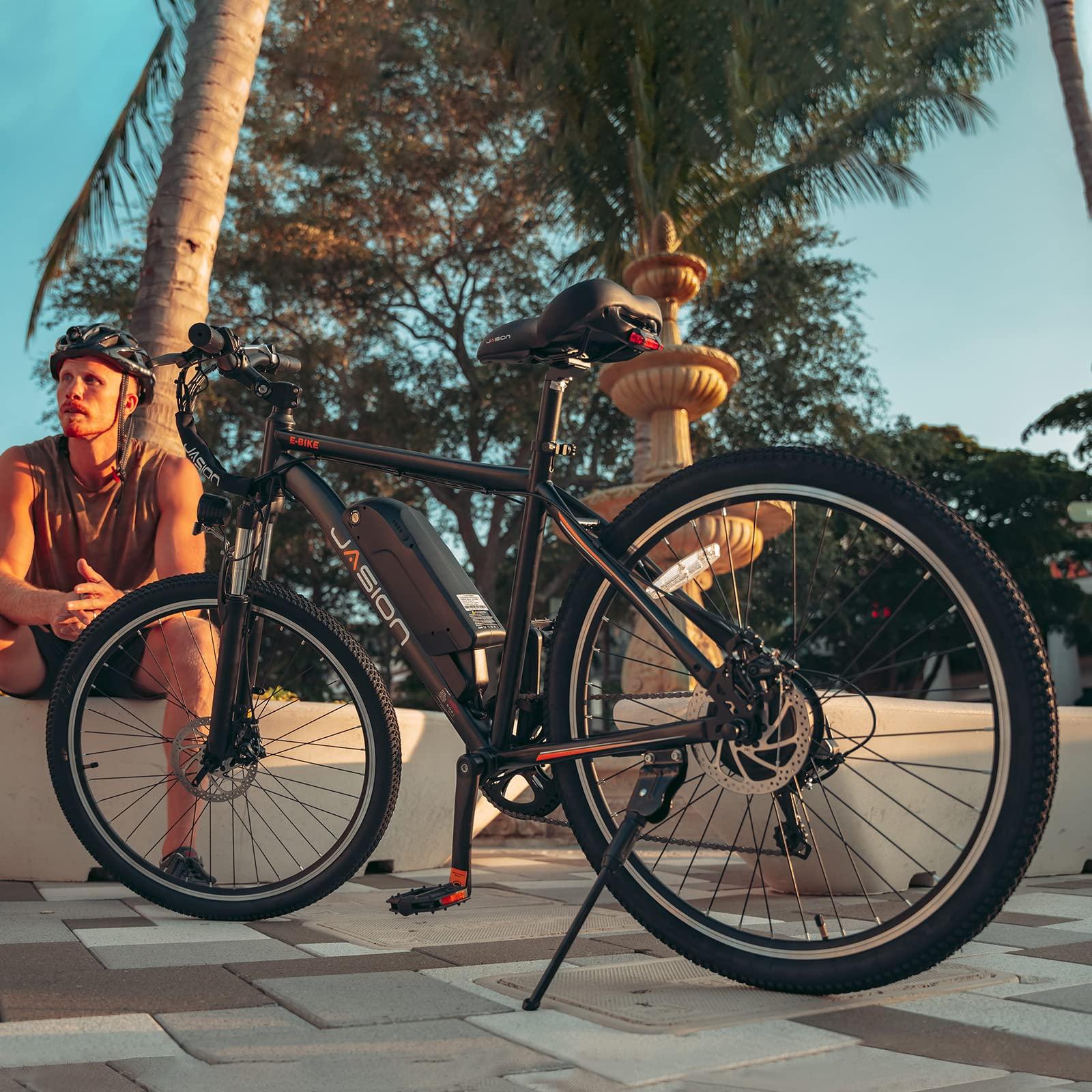 Jasion EB5 Electric Bike for Adults with Peak 500W Brushless Motor, 40Miles 20MPH Commuting Electric Mountain Bike with 360Wh Removable Battery, 7-Speed, 26" Tires and Front Fork Suspension - Image 9