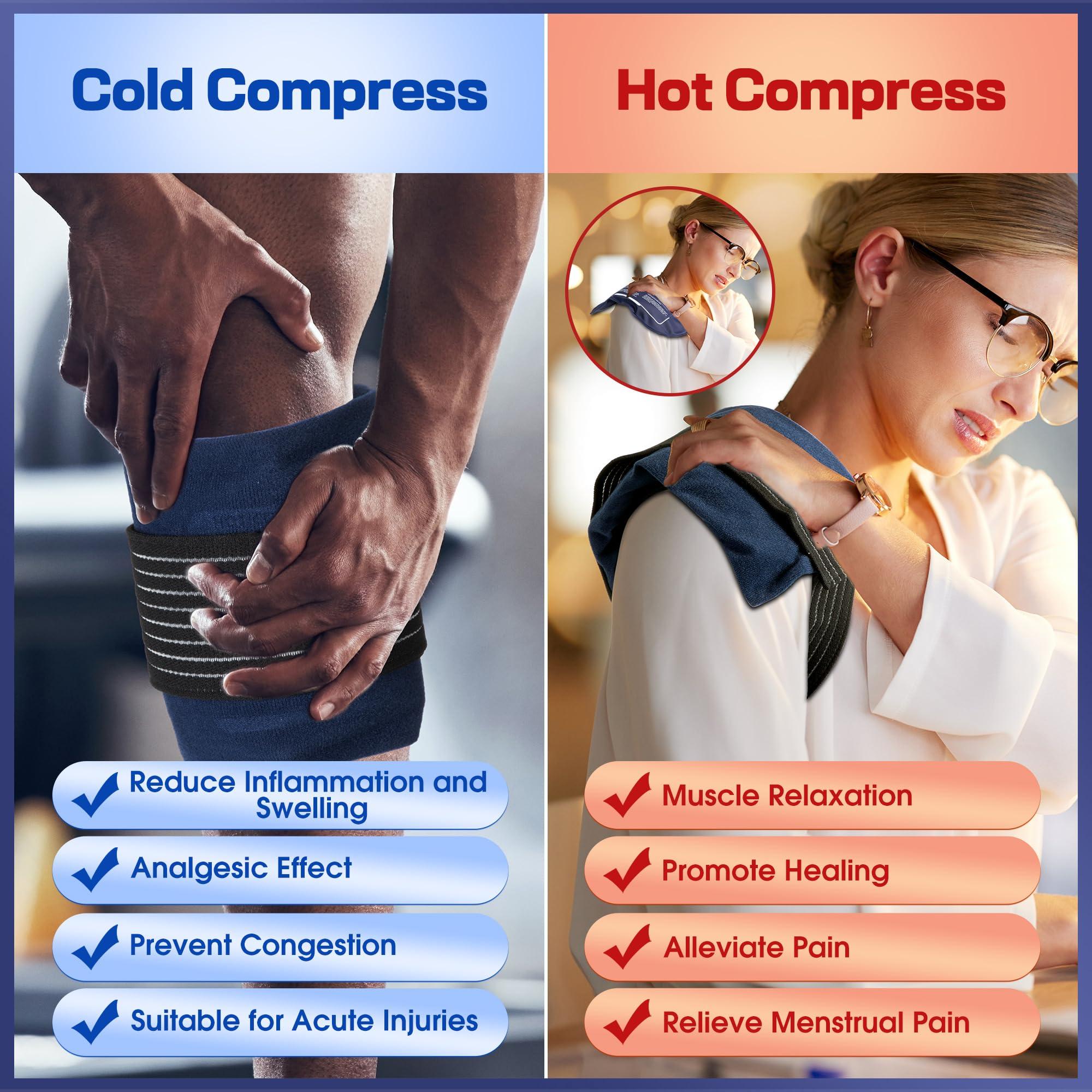 Ice Packs for Injuries Reusable, 4 Pack Hot and Cold Gel Packs and 2 Pack Adjustable Flexible Gel Wraps for Back Shoulders Arms Knees and Legs Injury Recovery, Alleviate Joint and Muscle Pain Relief - Image 2