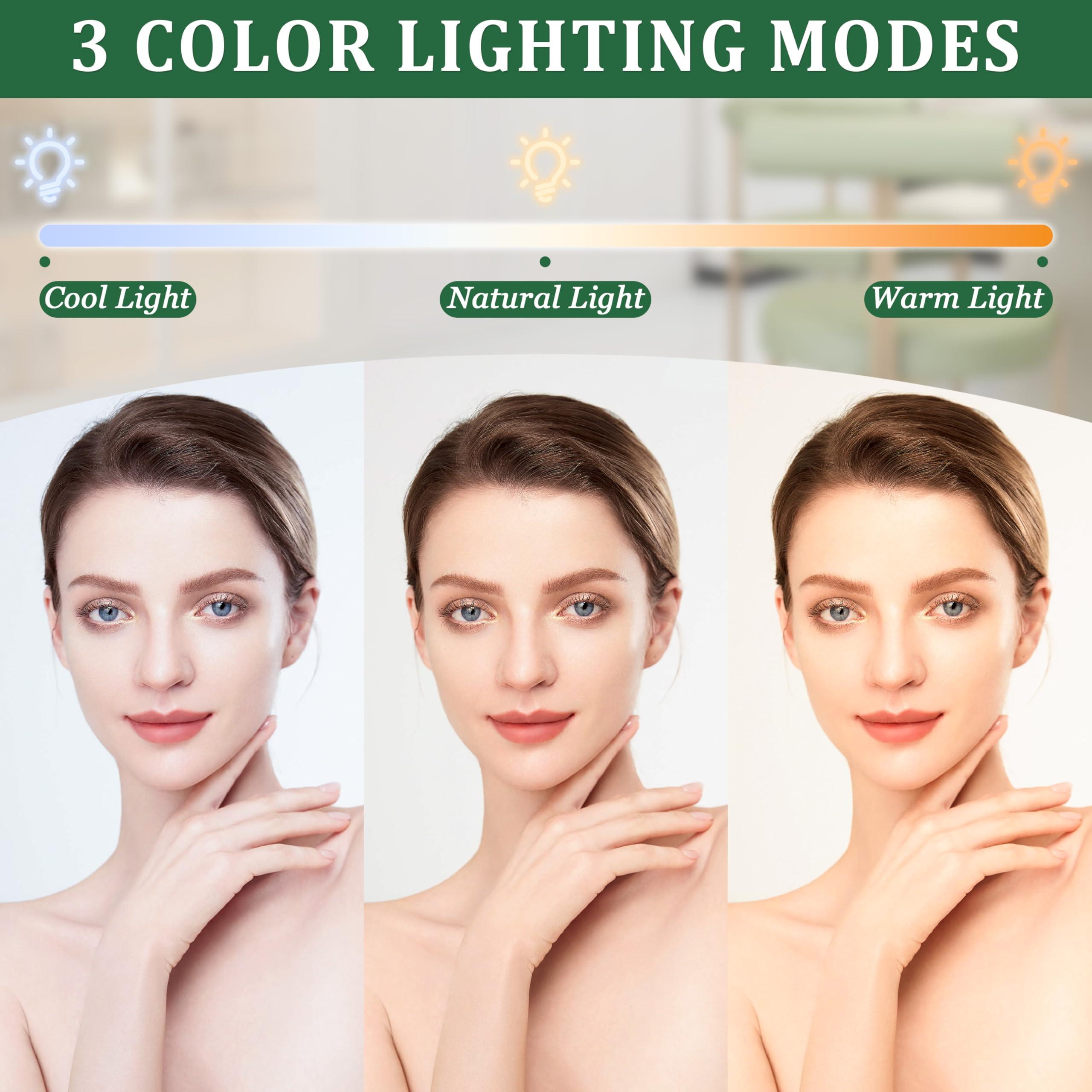 ROLOVE 8x10 Inch Lighted Vanity Mirror, 3-Color Dimmable LED Lighting & Touch Control, Portable Makeup Mirror with U-Bracket for Travel/Dressing Room (White) - Image 4