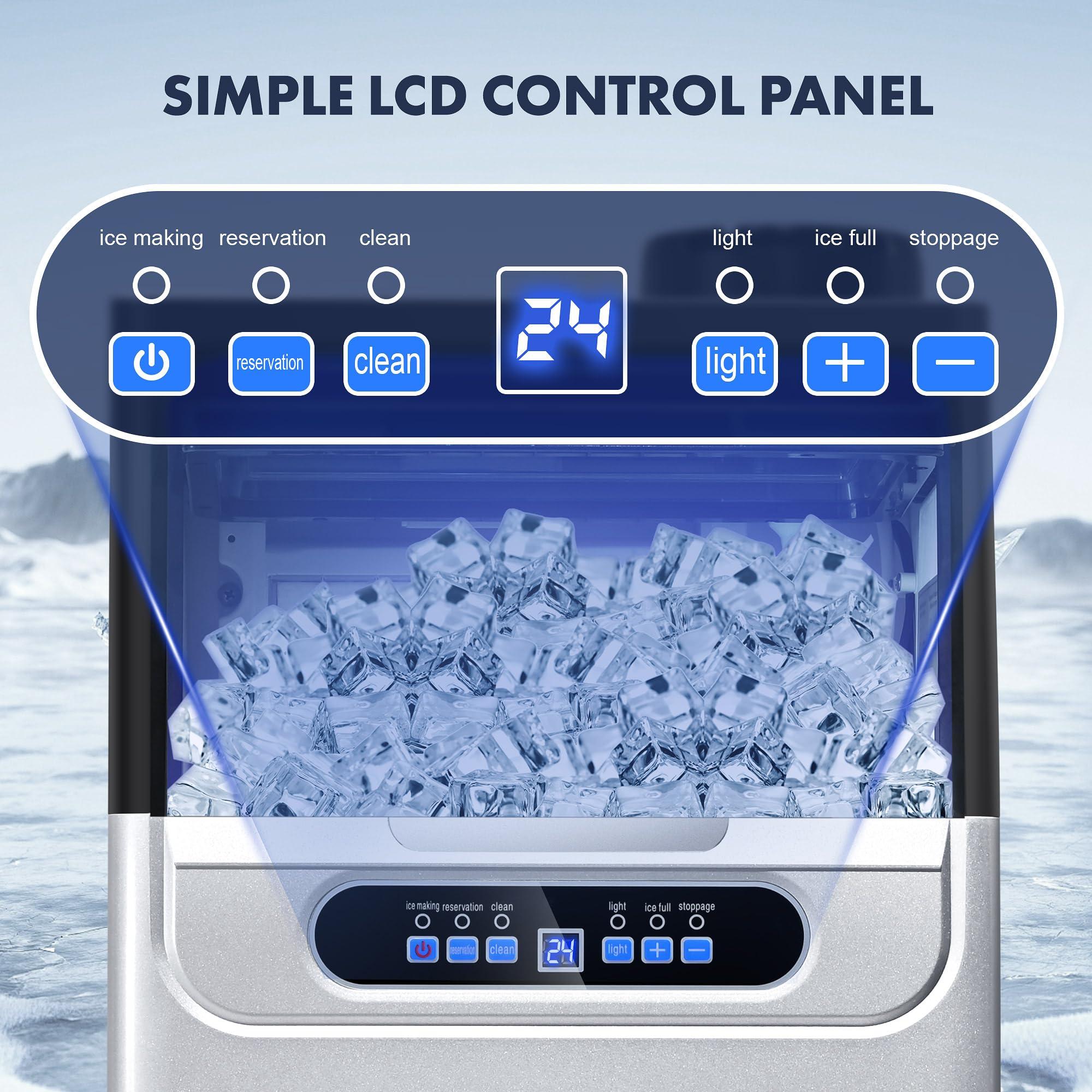 100LBS/24H Commercial Ice Maker Machine, Dual Water Inlet Under Counter or Freestanding Ice Machine, 36 Cubes/Cycle with 22LBS Storage for Home, Bar, Restaurant, Coffee Shop - Image 4