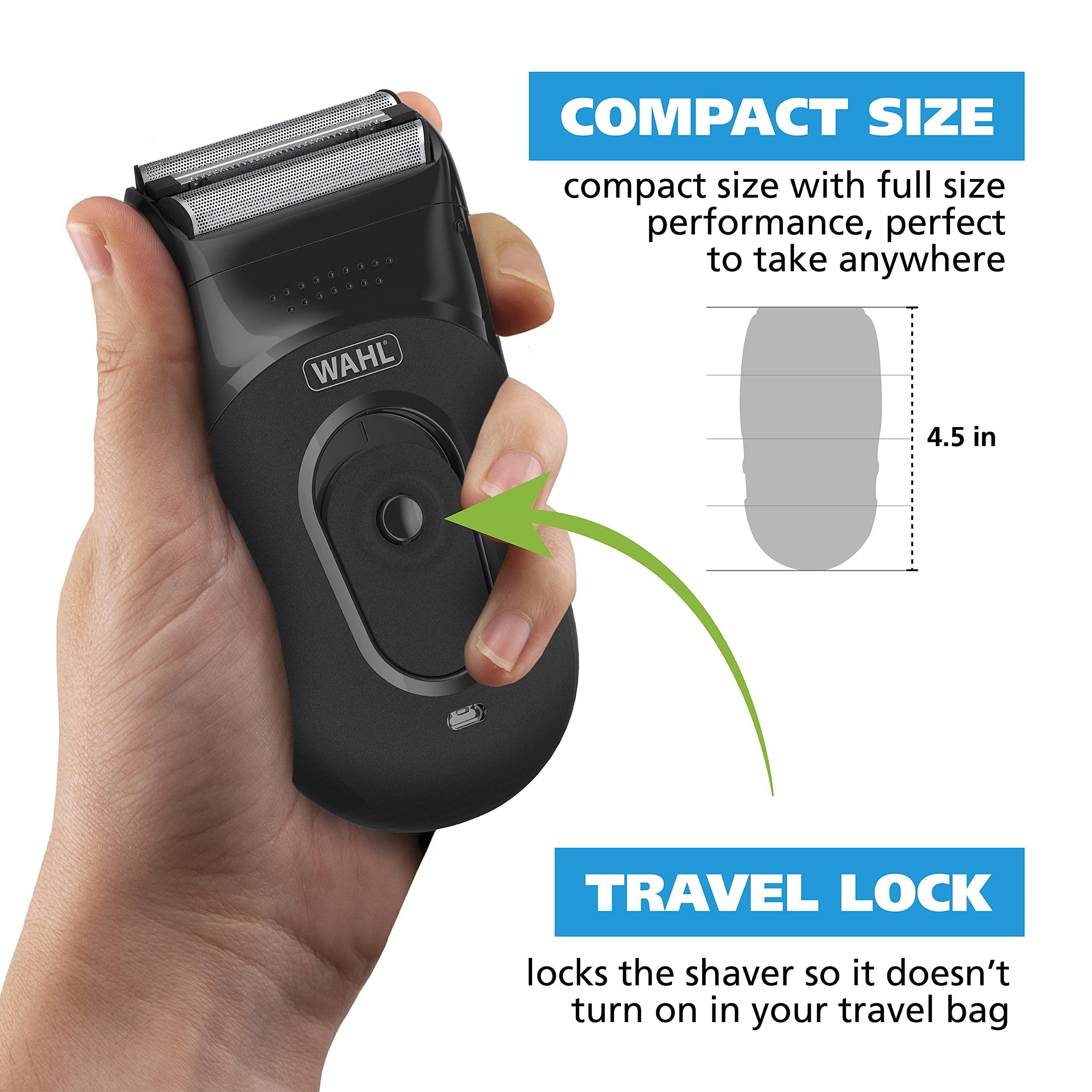 Wahl Compact Rechargeable Lithium Ion Shaver Kit with Hygienic Rinseable Foils & Cutter Bar with Dual Flexible Foils That Move with The Contours of Your Face - 7065 - Image 4