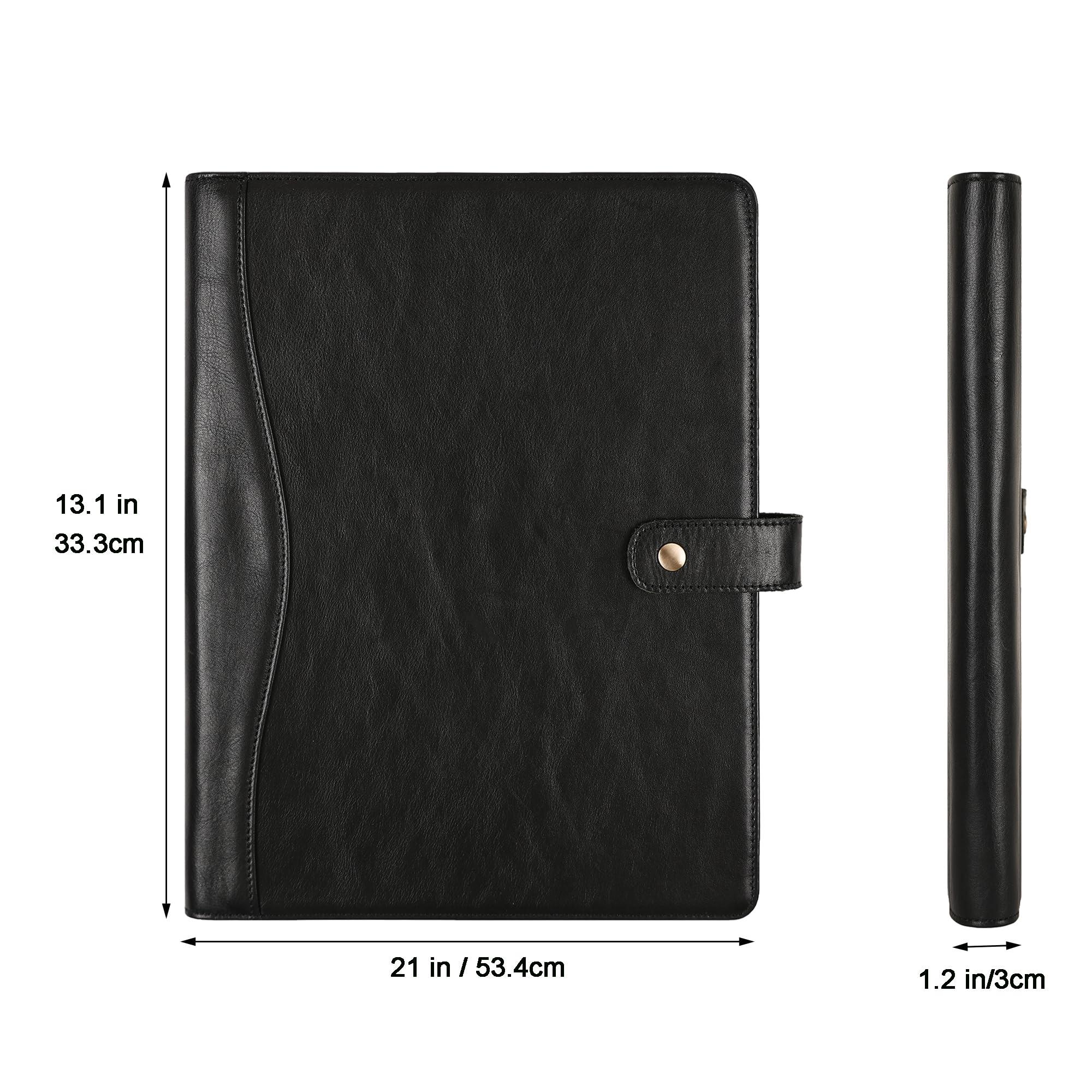 Personalized Leather Padfolio for Men - Business Portfolio with Clipboard, Engraved Legal Pad Folio Folder, A4 Letter Size Ideal Business and Corporate Gifts, Oil Black - Custom - Image 3