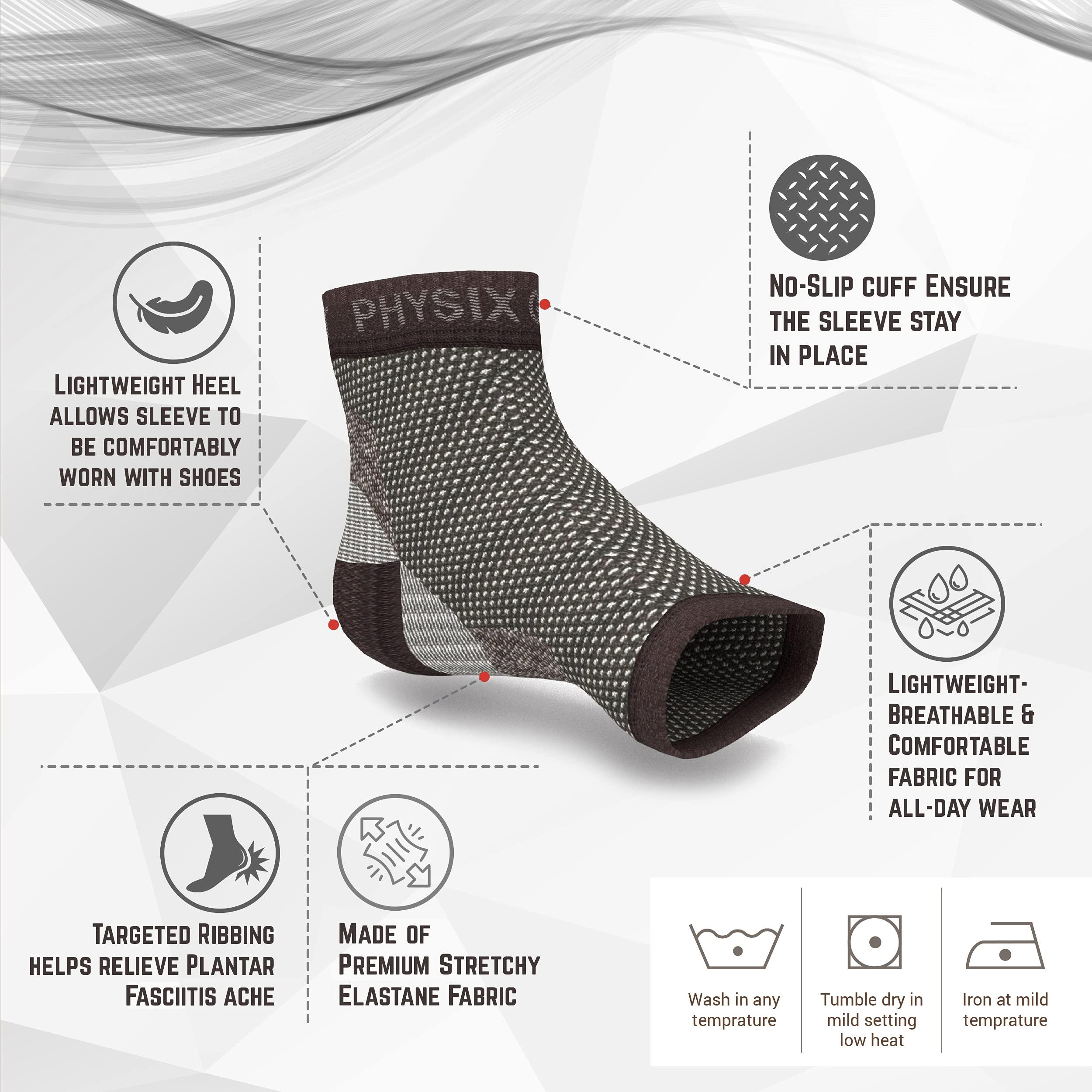 Physix Gear Sport Plantar Fasciitis Socks with Arch Support for Men & Women - Ankle Compression Sleeve, Toeless Compression Socks Foot Pain Relief, Ankle Swelling Better than Night Splint, Black L/XL - Image 5