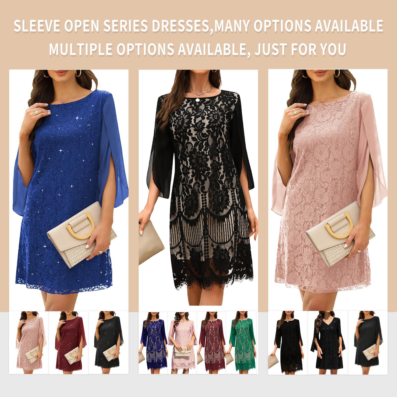 COOAN Wedding Guest Cocktail & Formal Dresses for Women - Lace Sequin Prom Evening Dress - Image 9