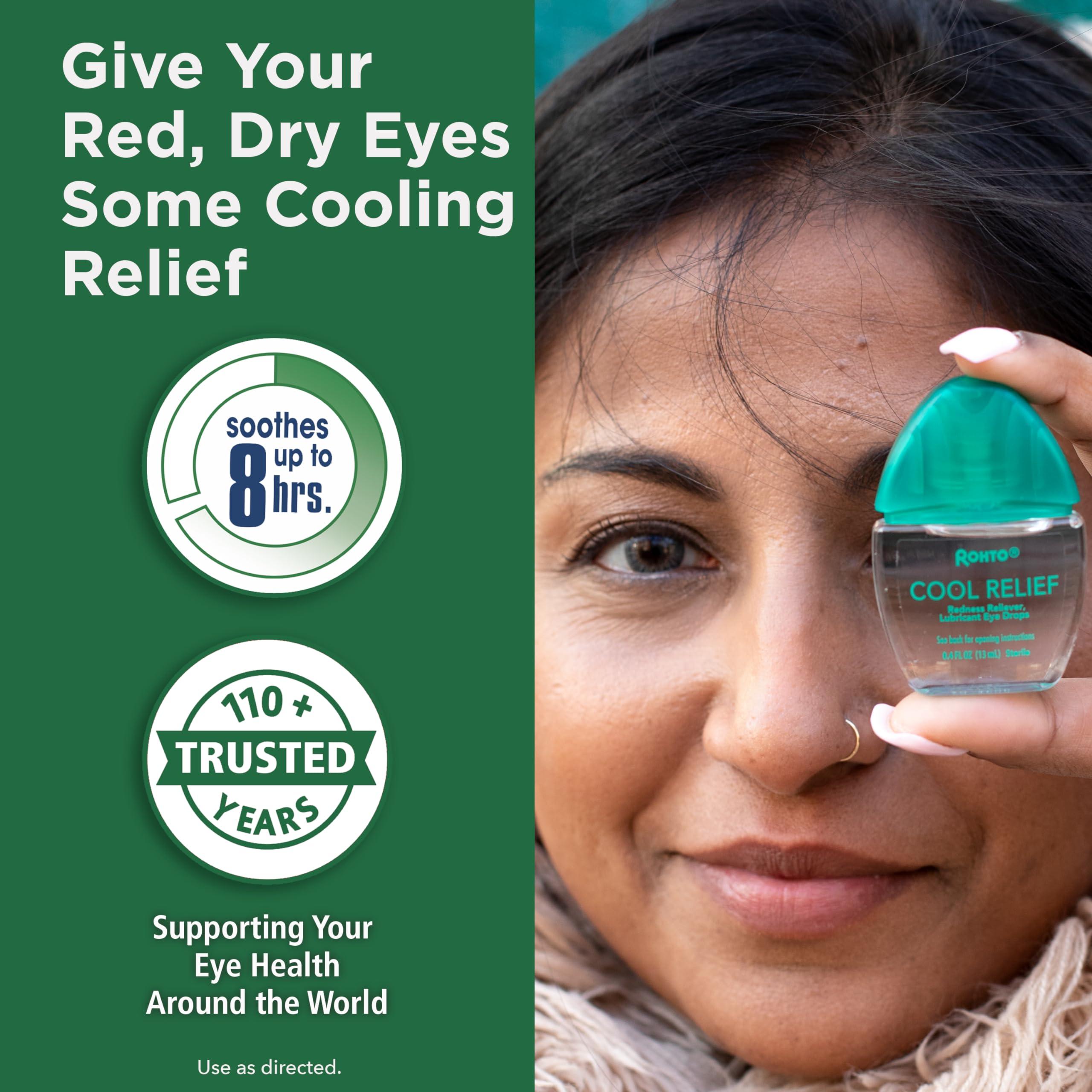 Rohto Cool Relief, Redness Reliever Lubricant Eye Drops, Relieves Redness, Prevents and Protects Further Irritation, Cools and Soothes Red, Dry, Itchy Eyes, Fast-Acting Formula, 0.4 fl oz (Pack of 3) - Image 3