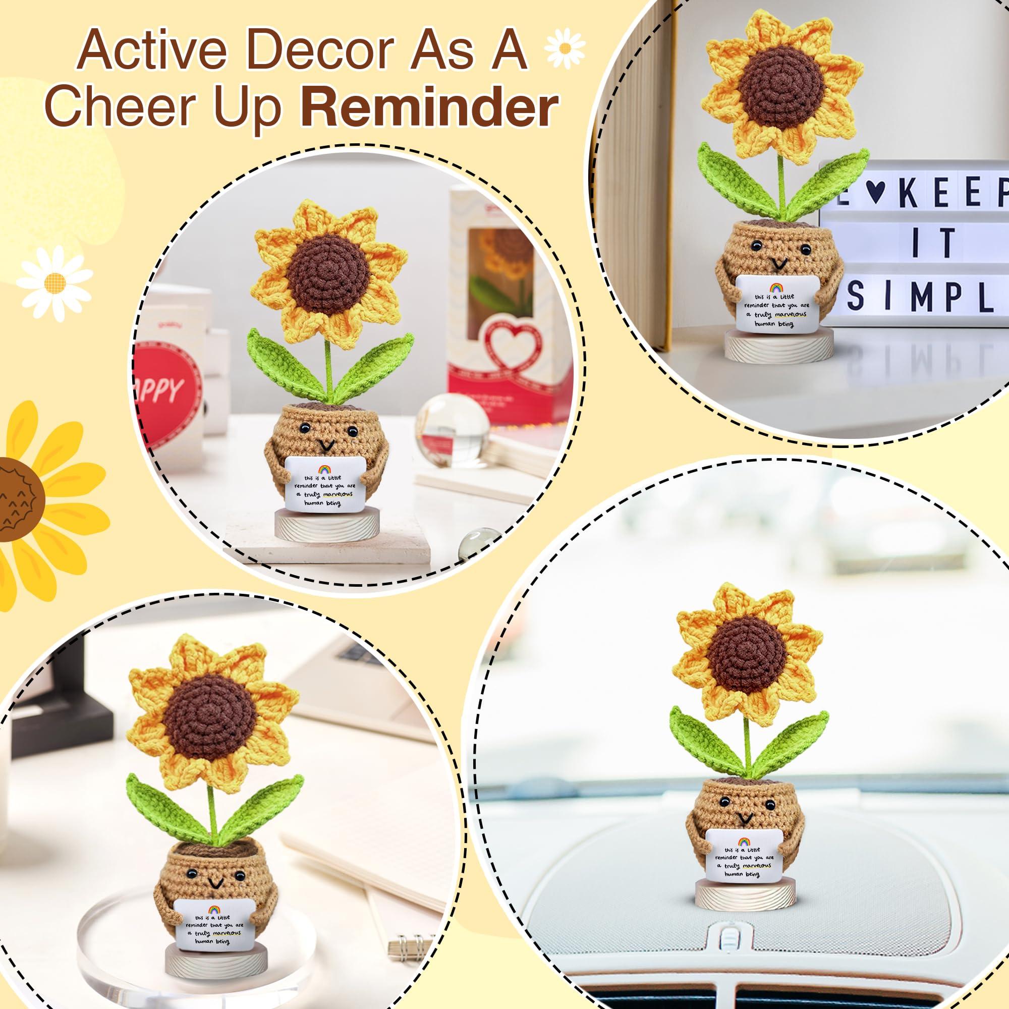 Gossby Positive Sunflower Doll Crochet with Card - This is A Little Reminder - Appreciation Gift for Coworker, Best Friend, Teacher, Sister, Mom - Christmas, Birthday, Thank You Gift for Women, Men - Image 5