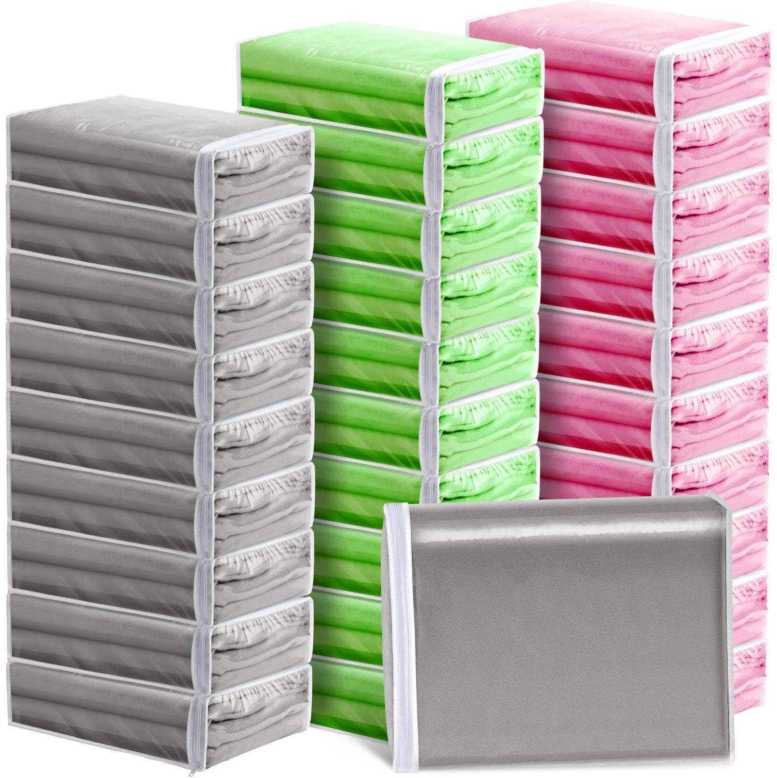 30 Packs Clear Zippered Storage Bags Plastic Storage Bags for Clothes, Sheet Organizers PVC Vinyl Sweater Organizers for Home Blankets Fabrics Cosmetics, 15x11x4"