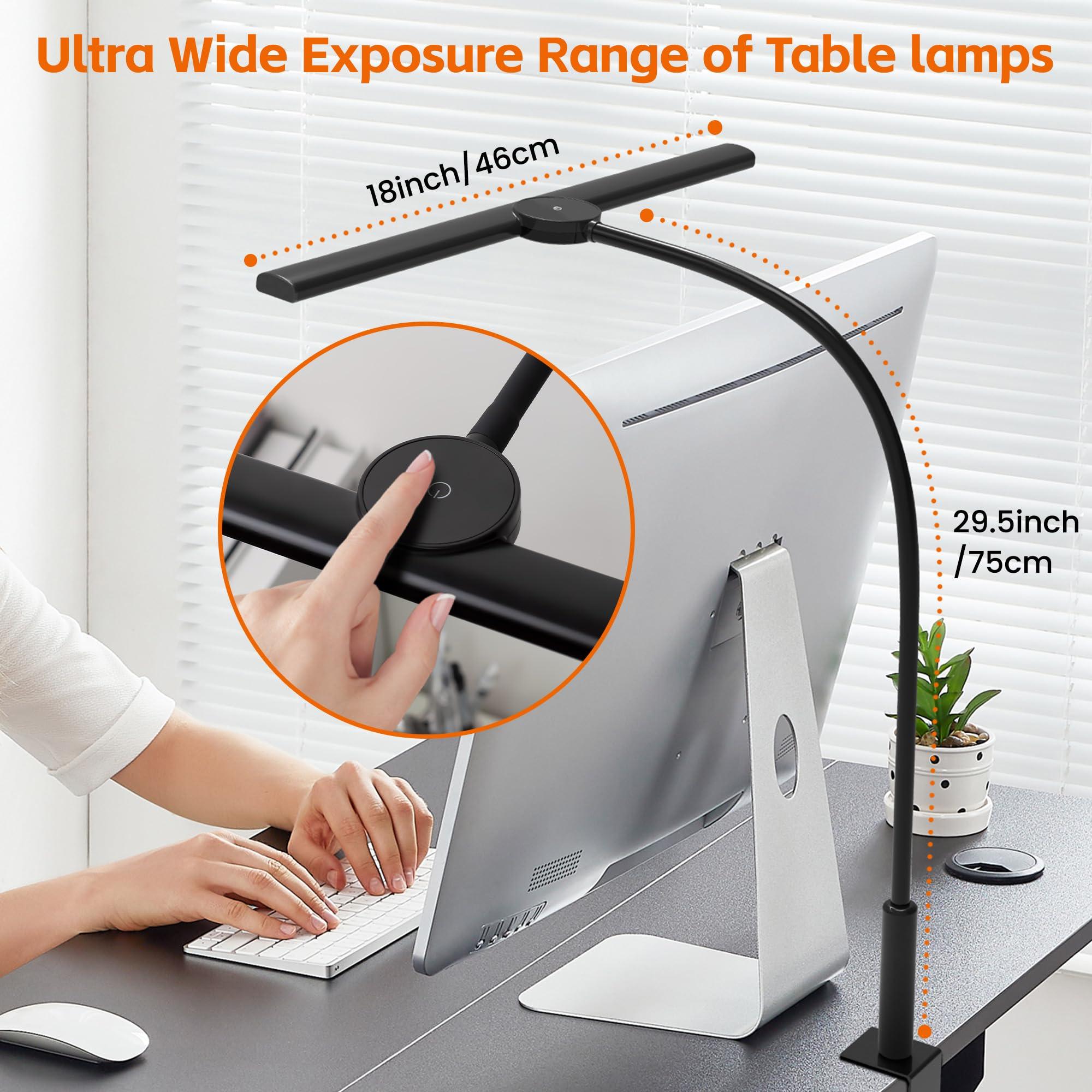 SEOUFRDZ LED Desk Lamp with Clamp, Eye-Caring Adjustable Brightness, 3 Lighting Modes, Touch & Remote Control Clip Light for Home Office, Study, Computer Work, Reading, Puzzle, Task (Black) - Image 4