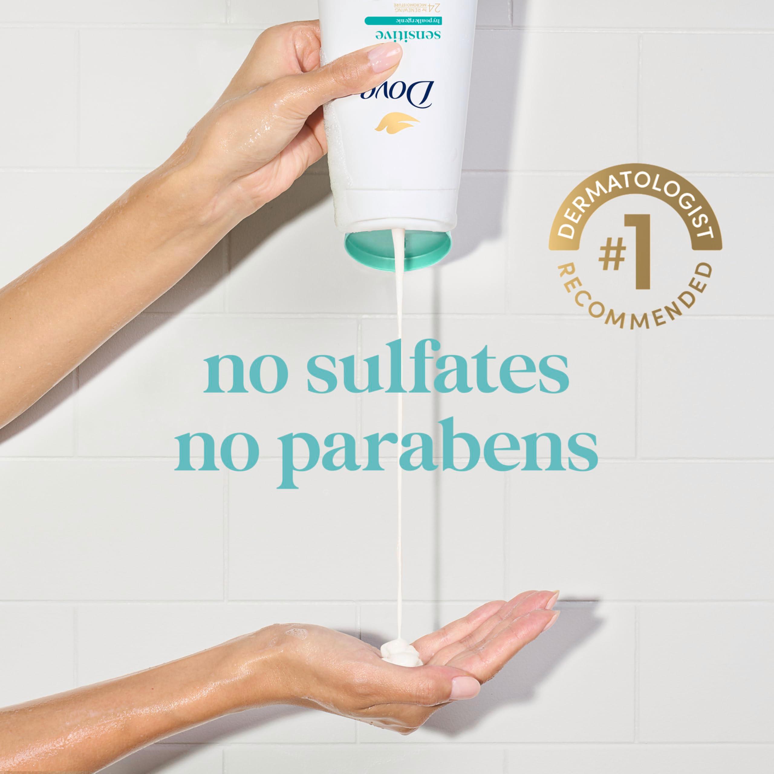 Dove Body Wash with Pump Sensitive Skin For 24hr Lotion-Soft Skin Moisturizing Skin Cleanser Gentle Hypoallergenic Formula with No Sulfates No Parabens 30.6 oz - Image 9