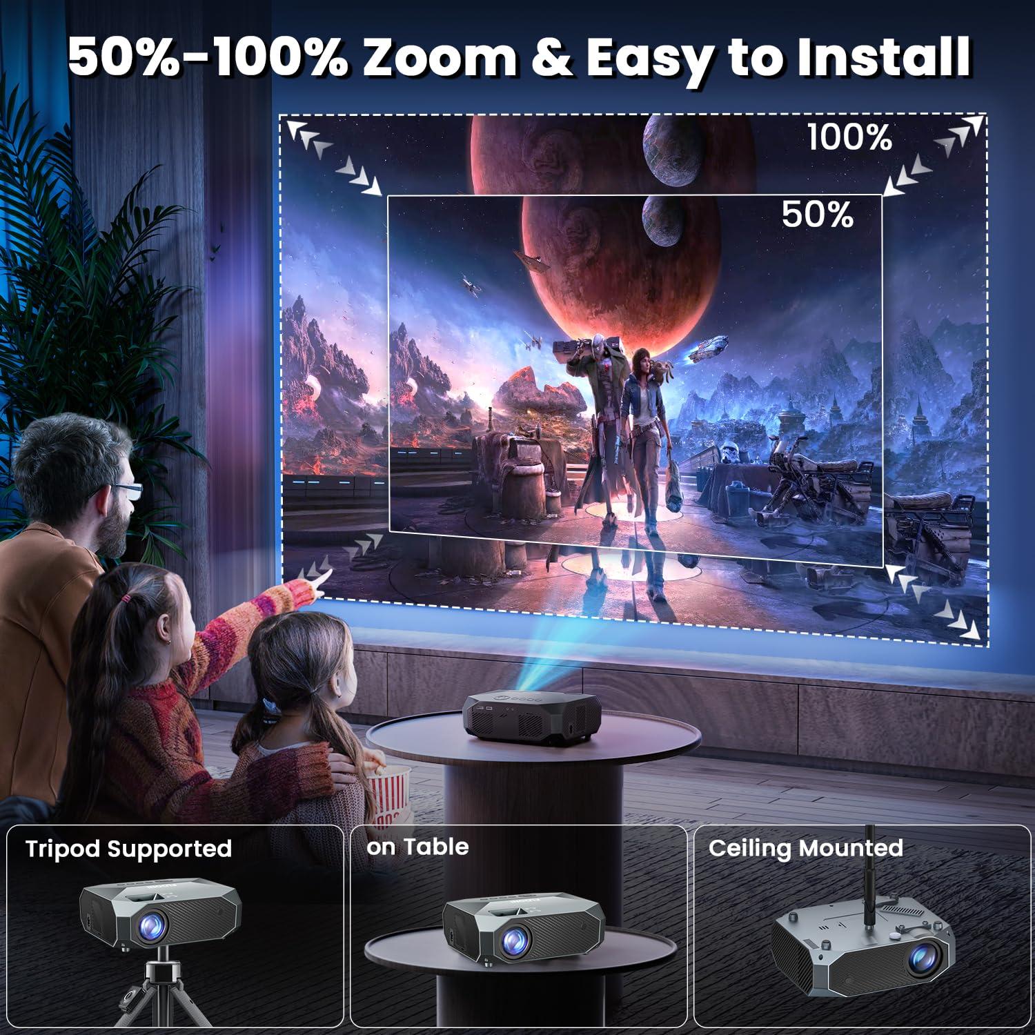 FUDONI Projector with WiFi and Bluetooth, Native 1080P Outdoor Movie Projectors 4k Supported, 15000L Portable Home Theater Projector Max 300", Indoor&Outdoor Use - Image 7