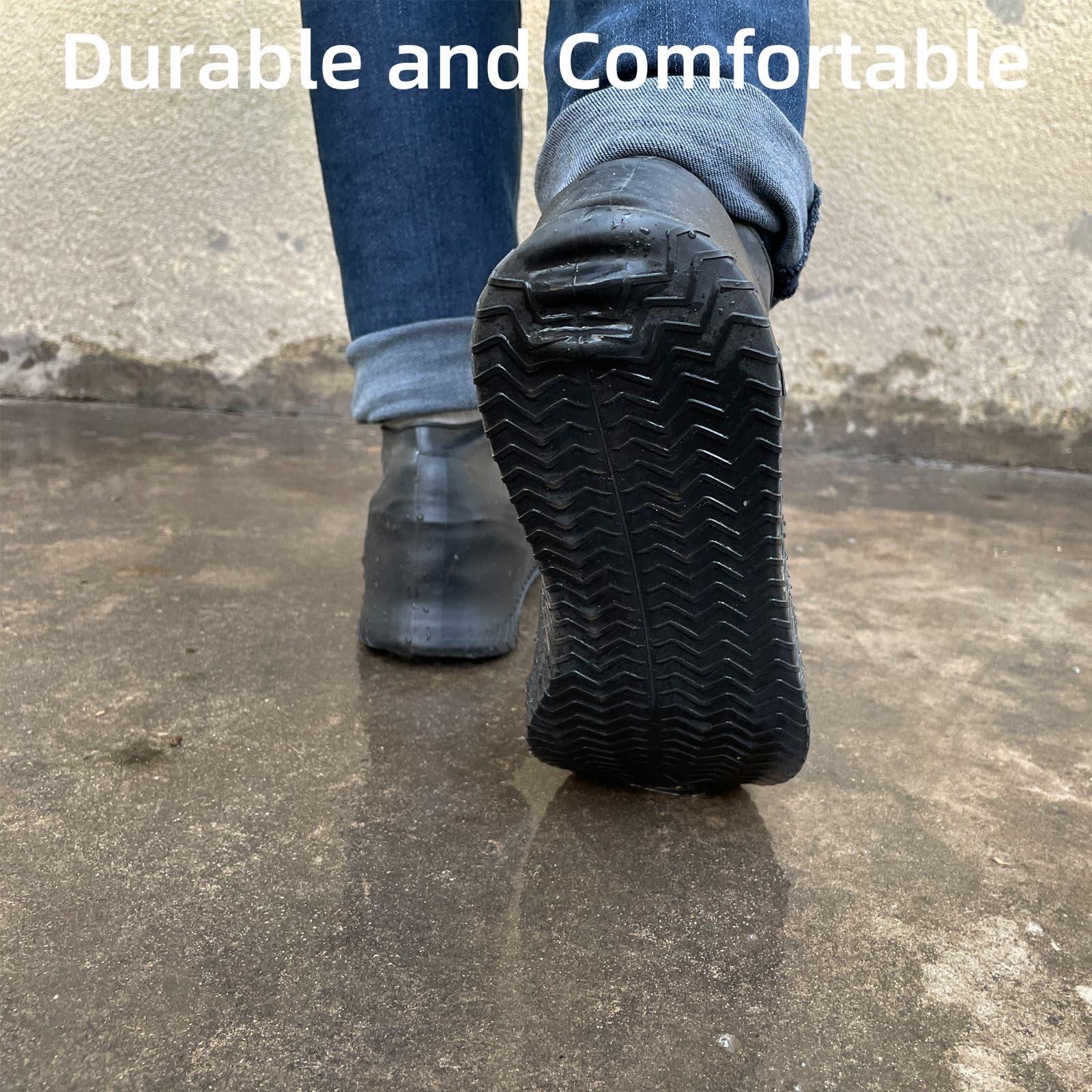 LSDWL Waterproof Shoe Covers 2 Pairs,Rain Shoe Covers Reusable Silicone Non Slip Shoe Covers for Outdoor,Rain Shoe Covers for Women and Men (Black, Large) - Image 3