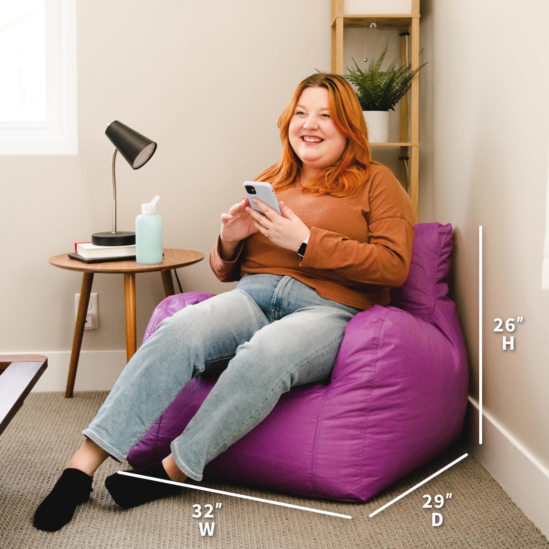 Big Joe Dorm Bean Bag Chair with Drink Holder and Pocket, Radiant Orchid Smartmax, Durable Polyester Nylon Blend, 3 feet - Image 3