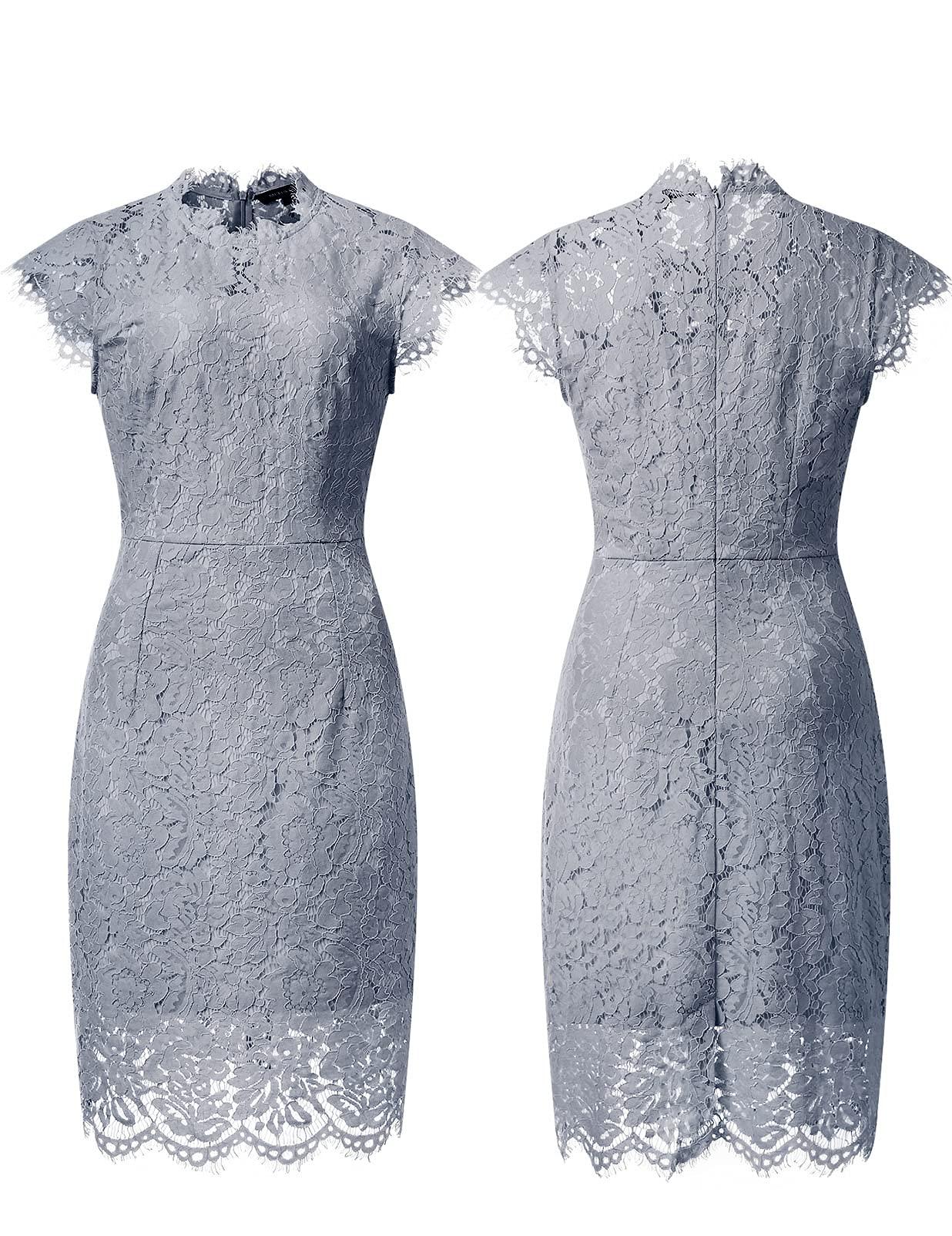 MEROKEETY Women's Sleeveless Lace Floral Elegant Cocktail Dress Crew Neck Knee Length for Party - Image 4