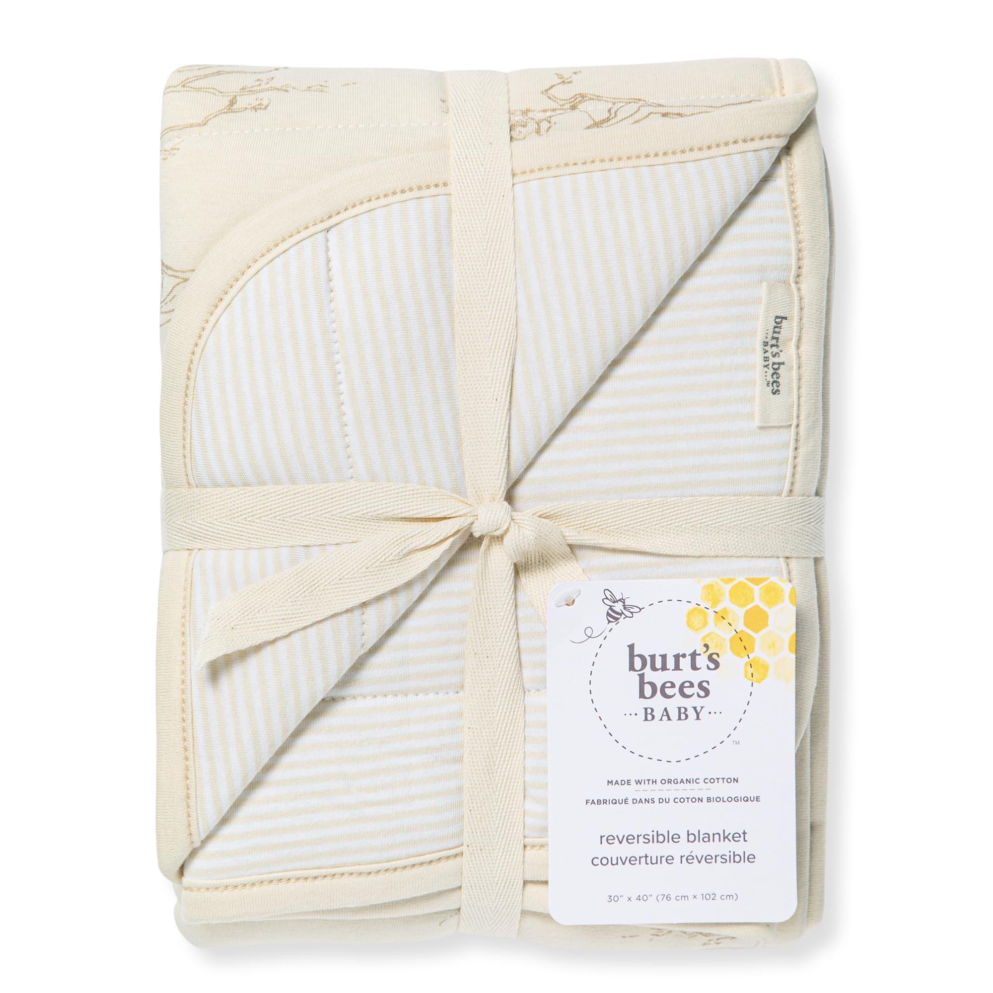 Burt's Bees Baby Reversible Blanket, Nursery, Stroller & Tummy-Time Organic Jersey Cotton Quilted Infant & Toddler Bedding - Image 4