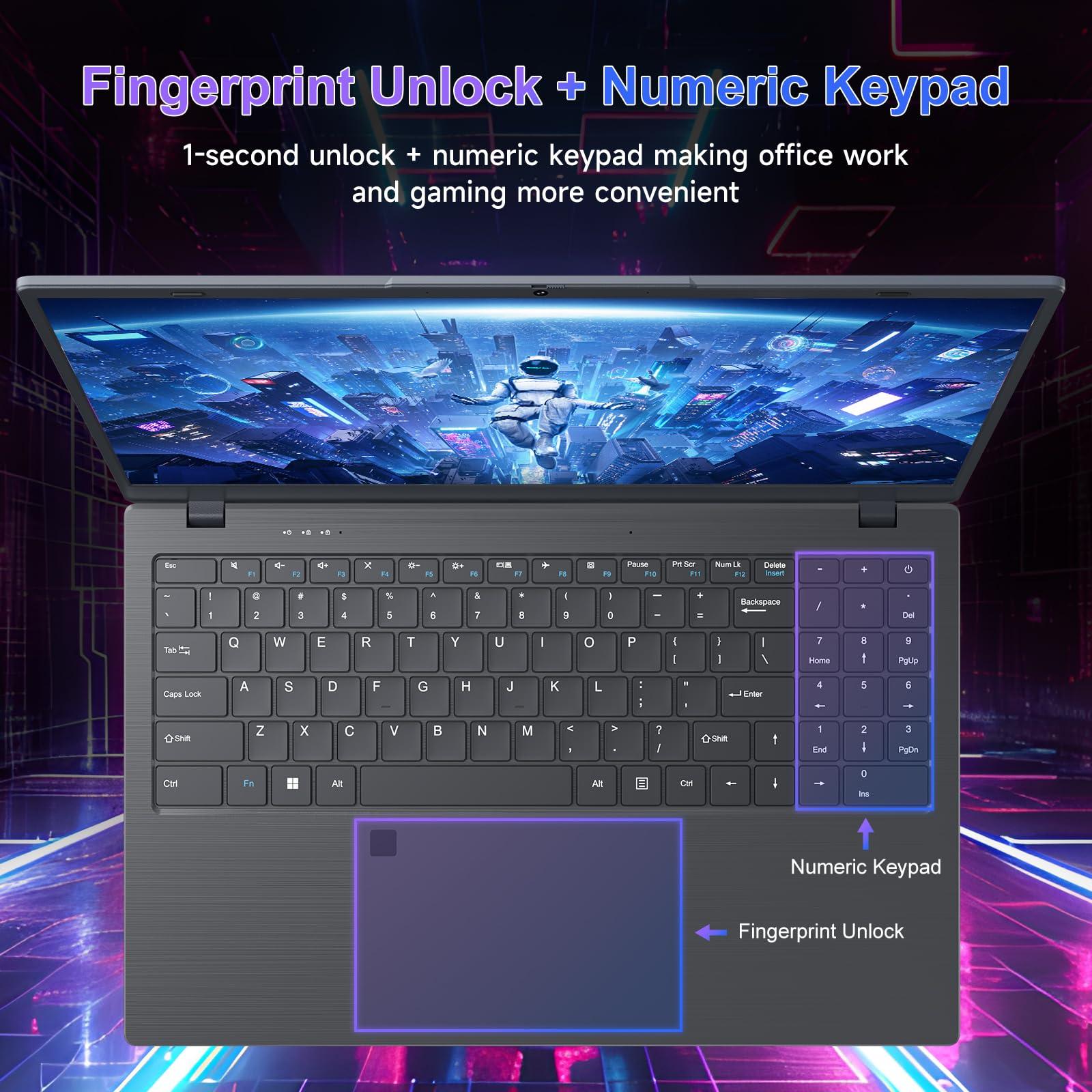 Akocrsiy 15.6 Inch Student Business Laptop Computer, LPDDR5 12GB RAM 512GB ROM, Intel N95 Processor(Up to 3.4GHz), Windows 11 Pro with FHD IPS Display, WiFi 5, Bluetooth 5.2, Type-C, HDMI, USB 3.2 - Image 3