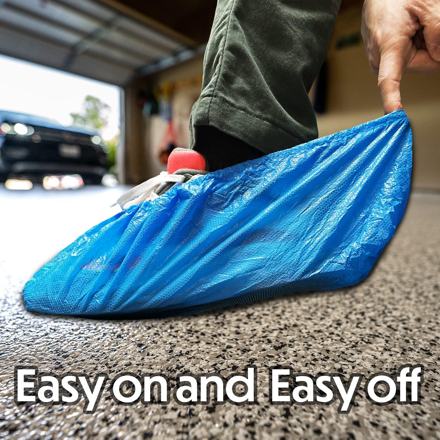 GSD Brand 100 Pack Extra Large Blue Disposable Shoe Covers - Non Slip Indoors Reusable Waterproof Shoe Covers Disposable - Indoor Booties with Non Skid Treads - Waterproof Booties for Boots - Image 6