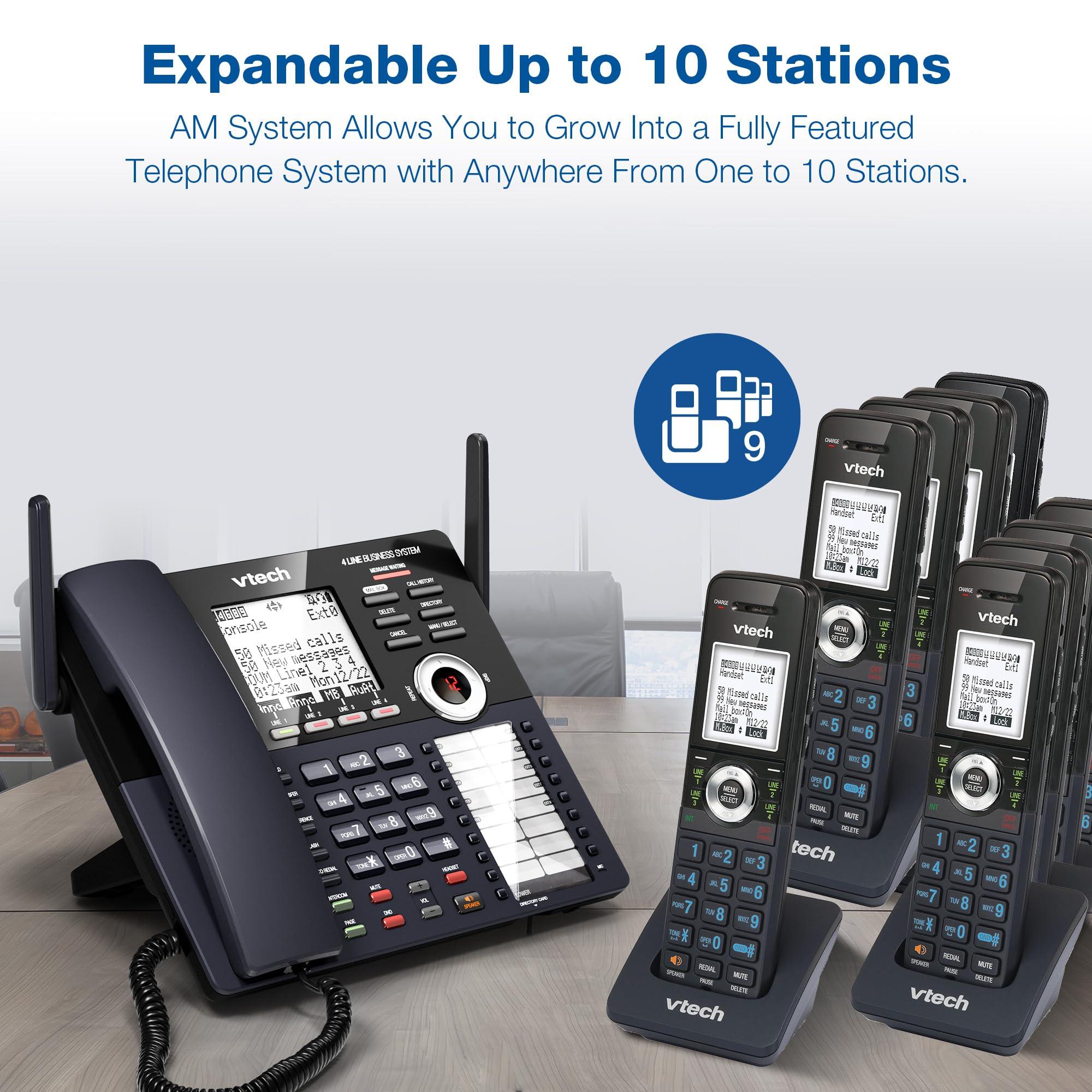 VTech AM18447 Main Console 4-Line Expandable Small Business Office Phone System with Answering Machine, Intercom, Auto Attendant & Music on Hold, Black - Image 5