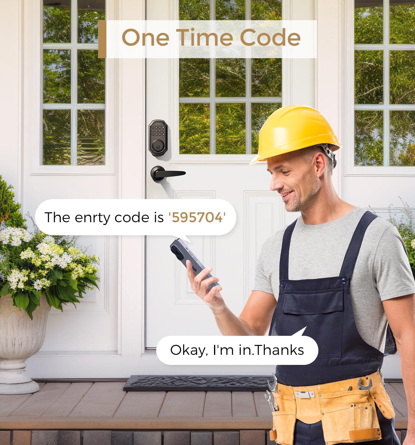 Keyless Entry Door Lock With 2 Handle Set - App Control Electronic Keypad - 100 Code Capacity - Front Door Set - One Time Code - Auto Lock Easy Installation - Image 4