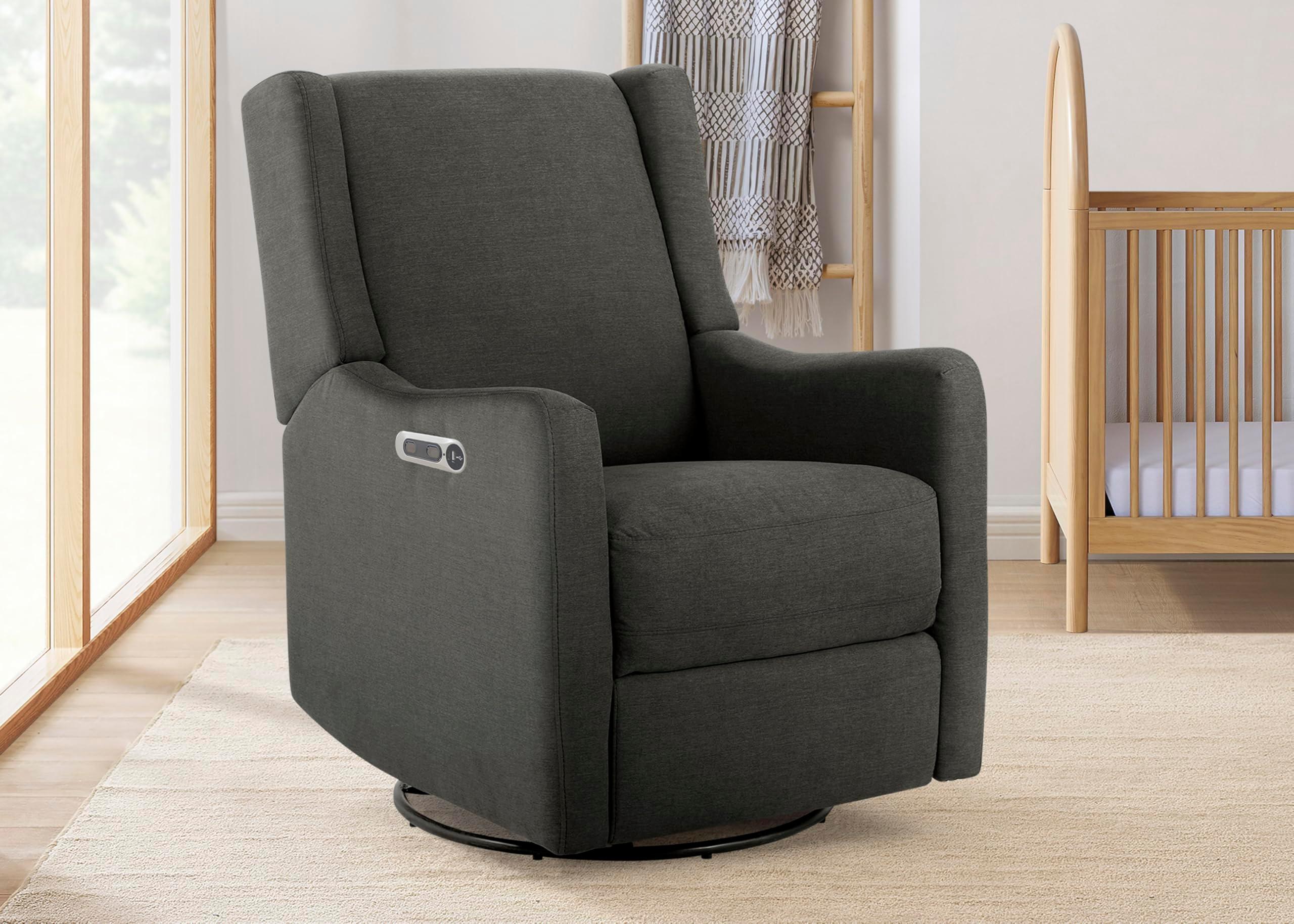 Delta Children Mercer Electronic Power Recliner and Swivel Glider with USB Port in LiveSmart Performance Fabric - Water Repellent & Stain Resistant, Dark Grey - Image 12