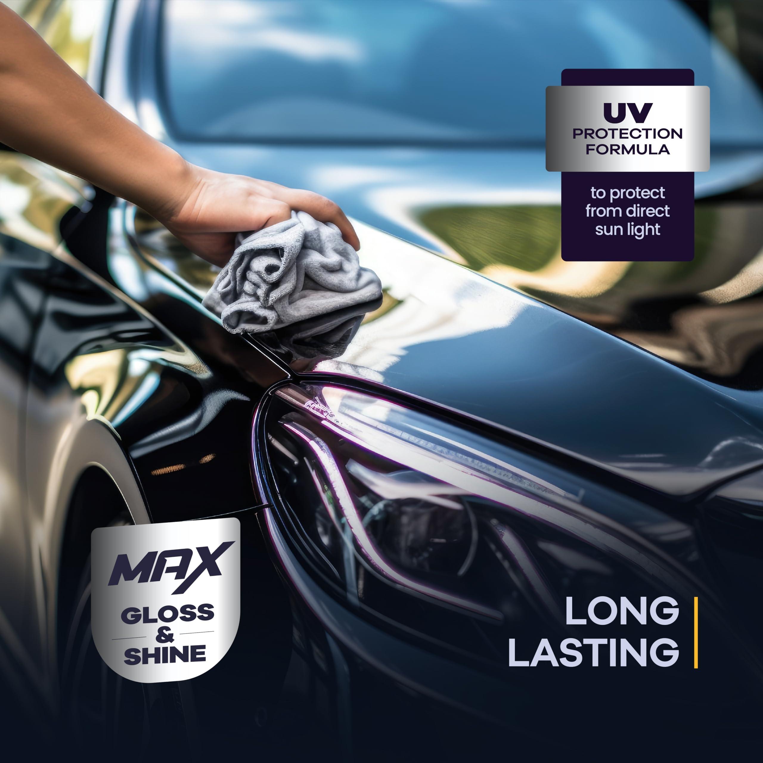 GLOMAX Ceramic Coating For Cars (16 oz.) - Hydrophobic Ceramic Car Wax Spray With Added UV PROTECTION - LONG LASTING Shiny Car Stuff - Spray Wax For Cars With 2 Micro Fiber Towels, Waterless Wash - Image 2