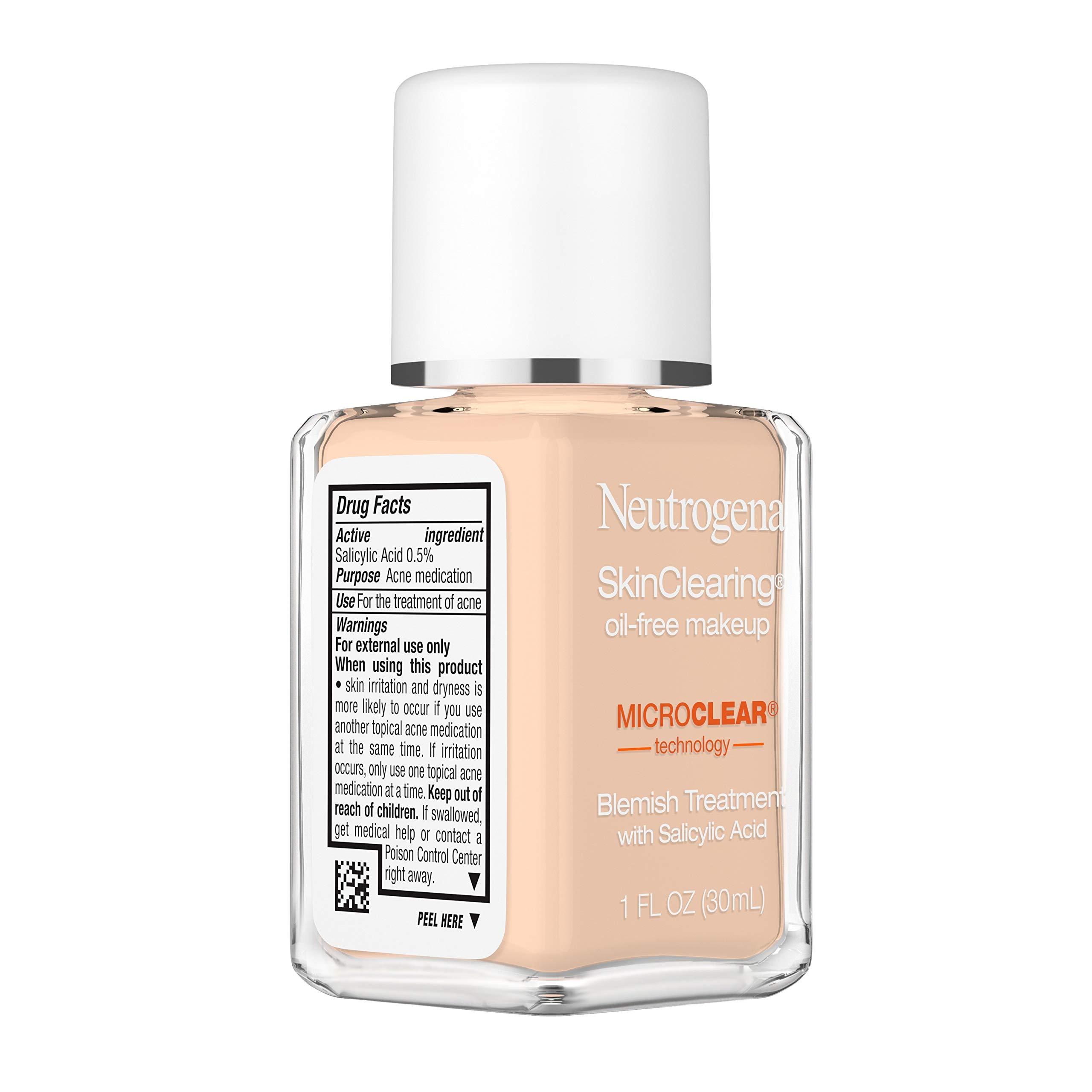 Neutrogena SkinClearing Oil-Free Acne and Blemish Fighting Liquid Foundation with.5% Salicylic Acid Acne Medicine, Shine Controlling Makeup for Acne Prone Skin, 40 Nude, 1 fl. oz - Image 13