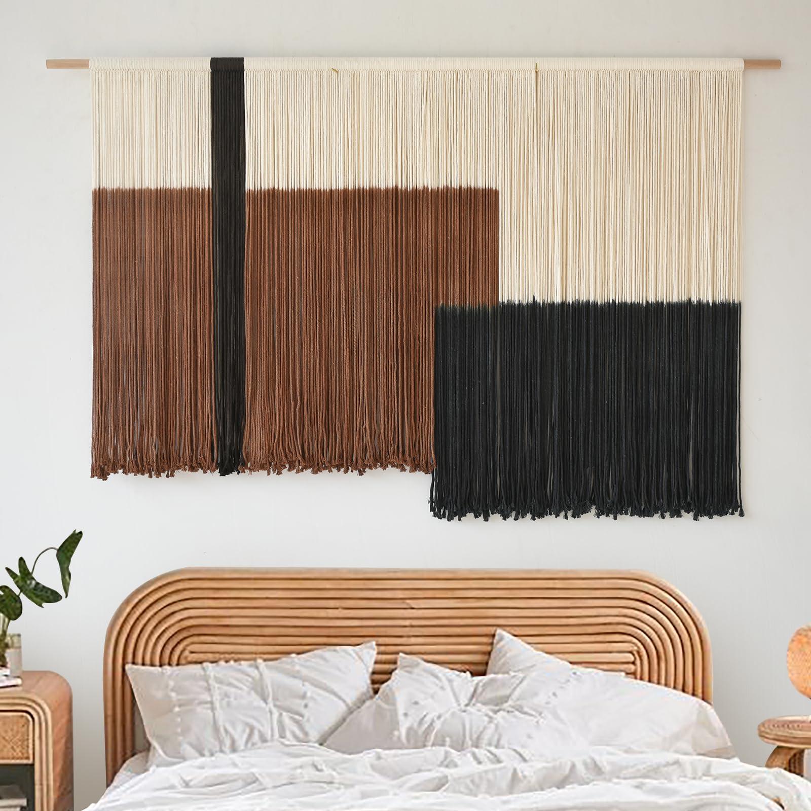 Macrame Wall Hanging Large Dip Dye Tapestry Fiber Wall Art Boho Bedroom Décor 57''W*35''L - Image 3