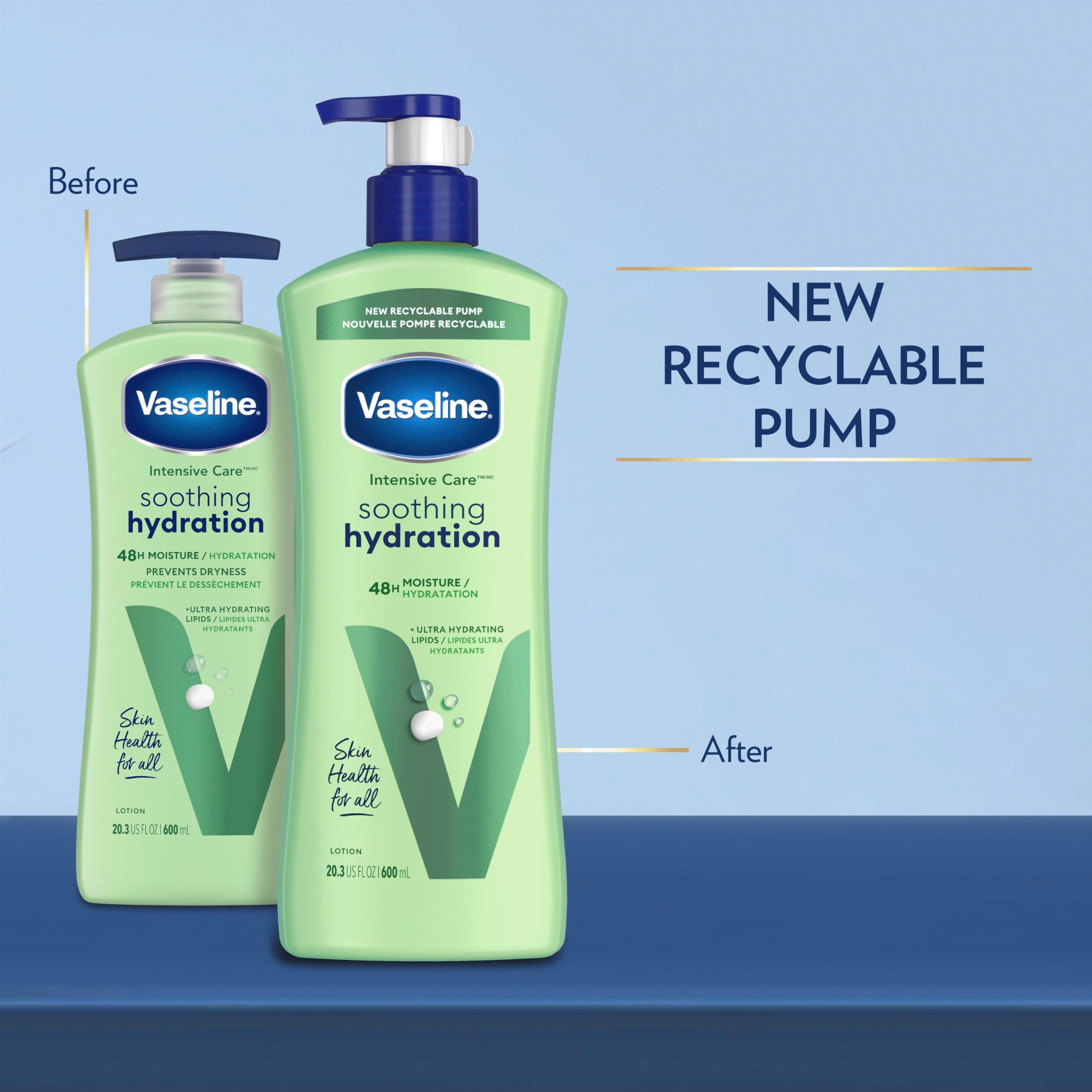 Vaseline Intensive Care Body Lotion for Dry Skin Soothing Hydration Lotion Made with Ultra-Hydrating Lipids + 1% Aloe Vera Extract to Refresh Dehydrated Skin 20.3 oz, Pack of 3 - Image 3