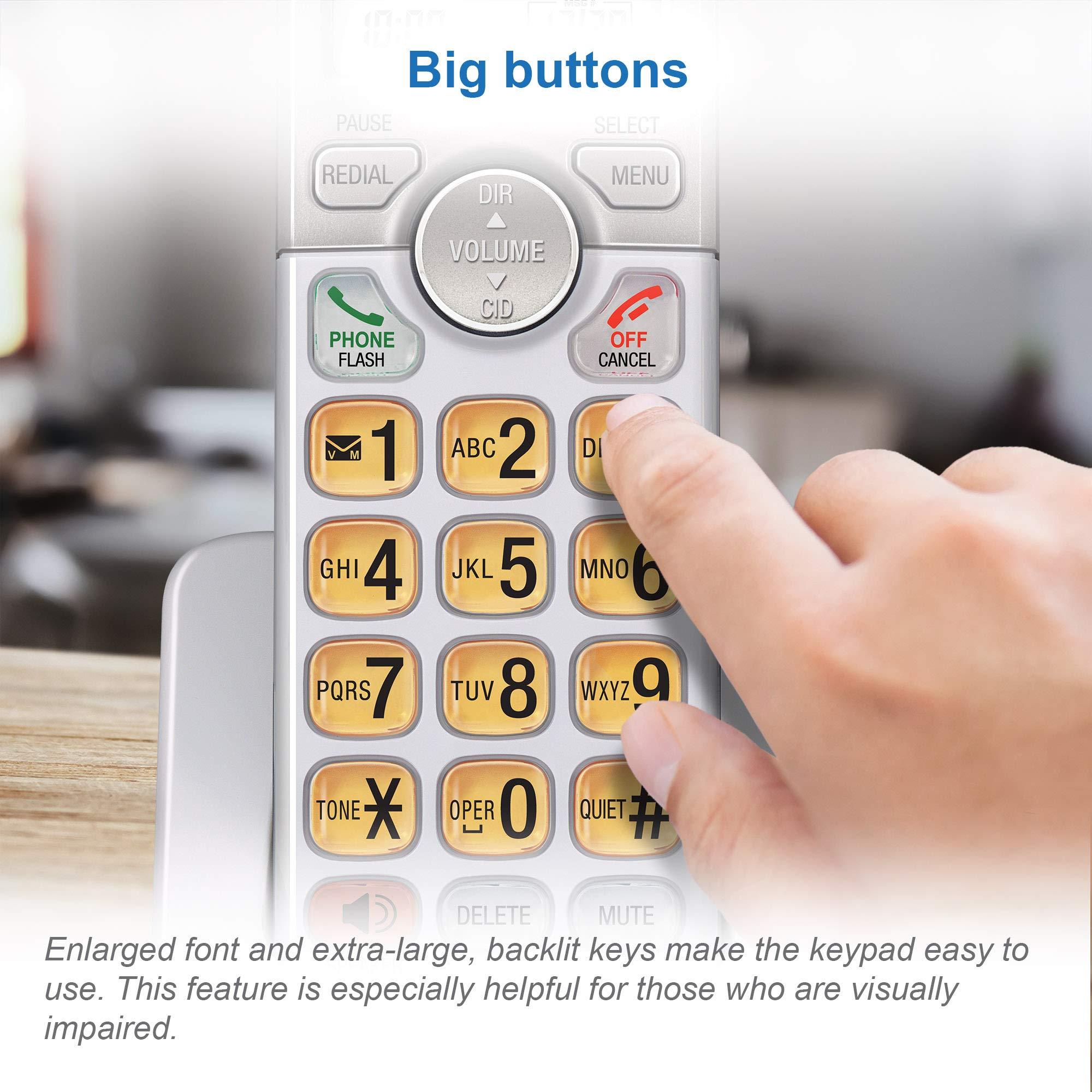 AT&T EL51203 2 Handset DECT 6.0 Cordless Home Phone Full-Duplex Handset Speakerphone, Backlit Display, Lighted Keypad, Caller ID/Call Waiting, Phonebook, Eco Mode, Voicemail Key, Quiet Mode,Intercom - Image 3