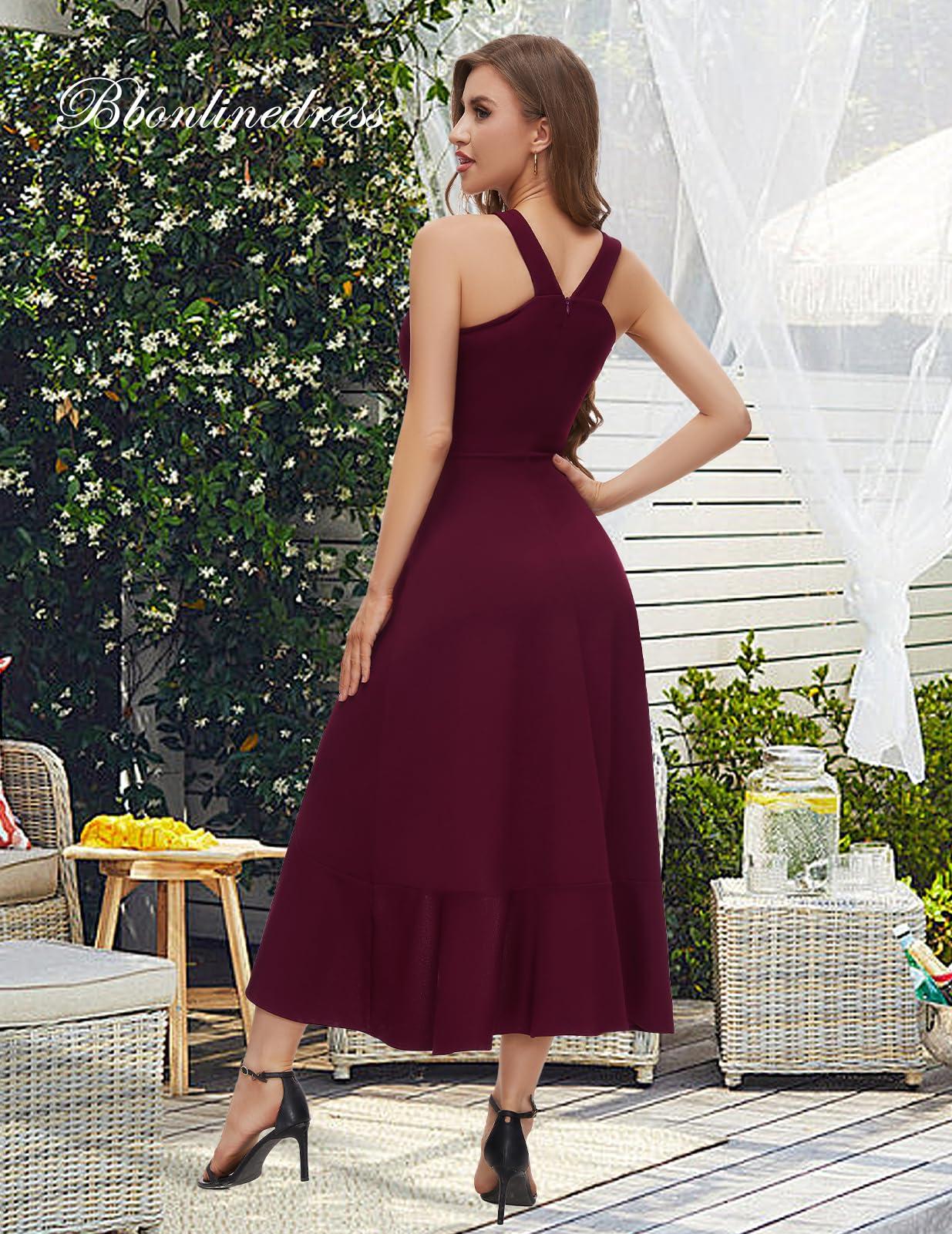 Bbonlinedress Halter Cocktail Women Dresses Prom Formal Wedding Bridesmaid Dress Ruffled Maxi Hi-Lo Evening Party 2025 Dress - Image 4