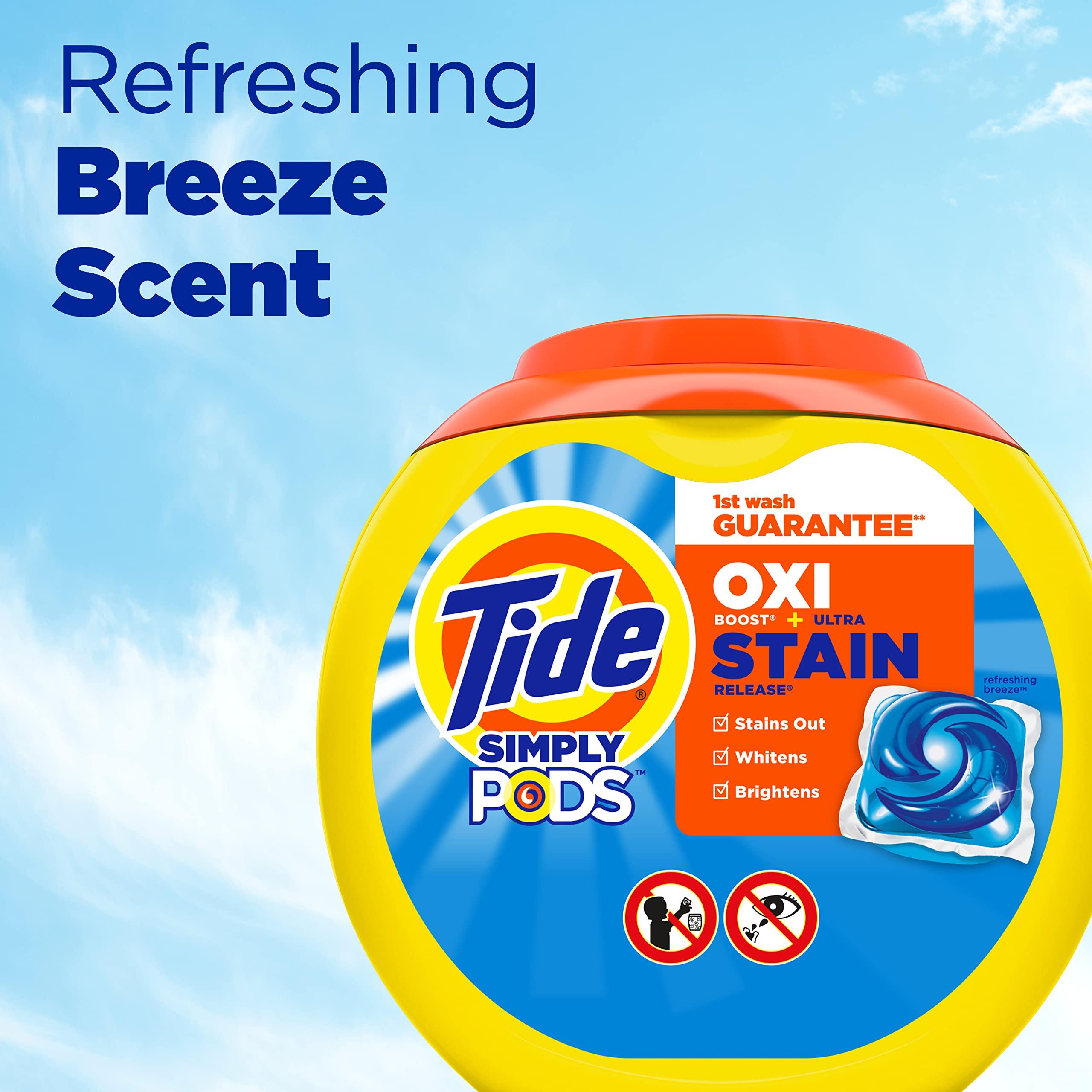 Tide Simply Pods + Oxi Laundry Detergent Soap Pods, Refreshing Breeze, 55 Count, 30 ounces - Image 8