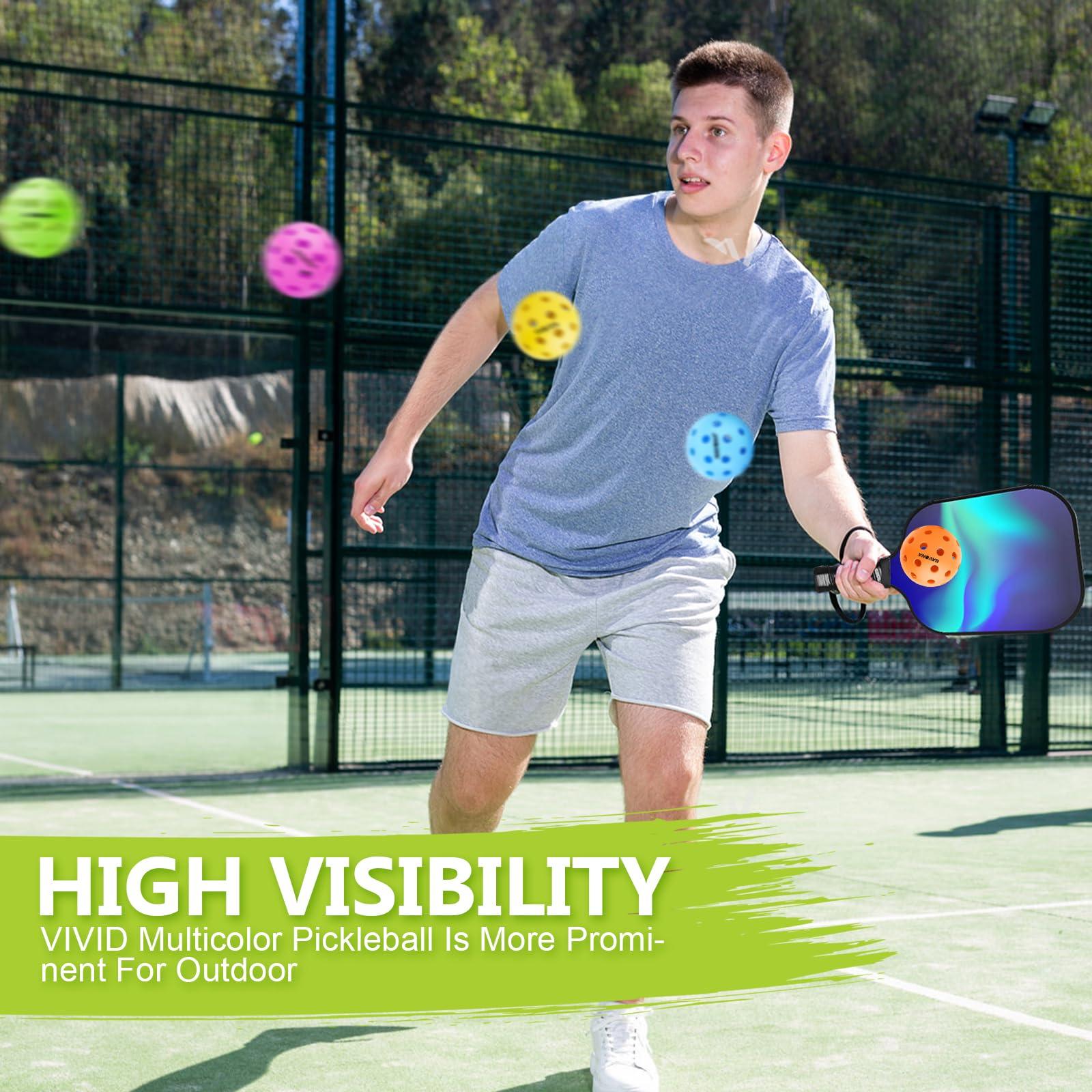 Navona 40 Pack Premium 40-Holes Multicolor Outdoor Pickleball Balls, Meet USAPA Official Requirement, Perfectly Balanced, High Bounce True Flight, Durable Outdoor Pickleball Set - Image 4