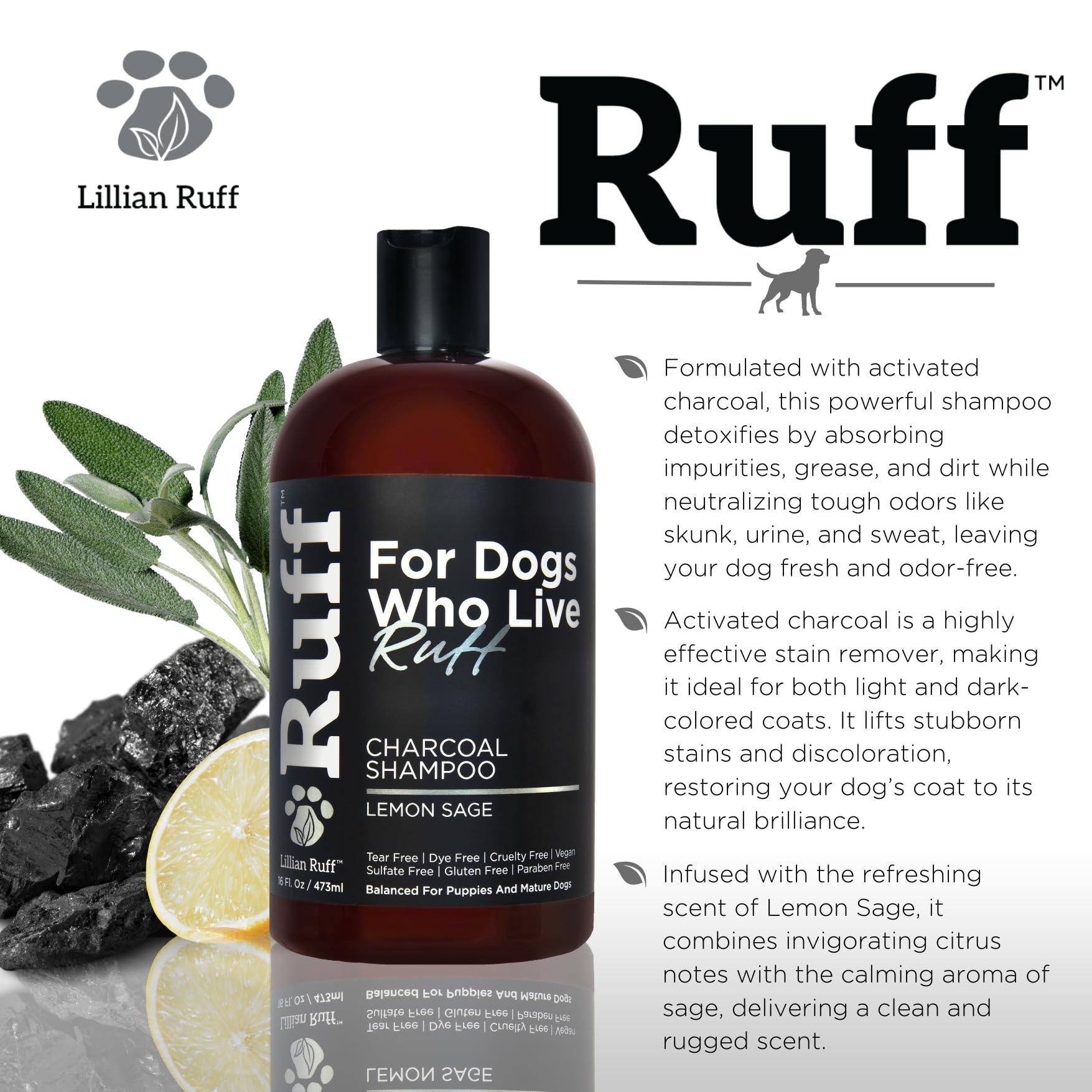 Ruff by Lillian Ruff Activated Charcoal Pet Shampoo – Deep Cleanser, Deodorizer, Stain Remover – Lemon Sage Scent, pH Balanced, Hydrate Dry Itchy Skin – Safe for Puppies & Mature Dogs - Image 3