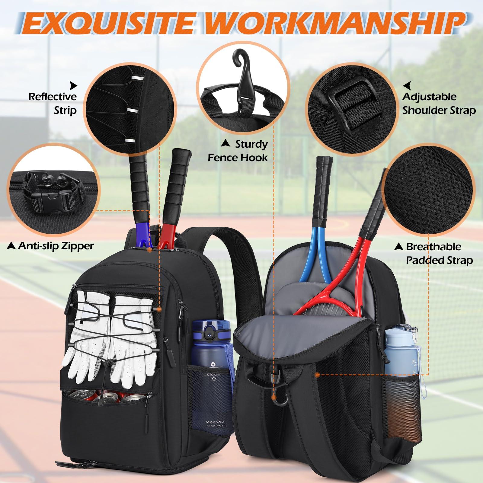 IGOLUMON Tennis Bag Tennis Backpack for Women and Men Racket Bags Holds 2 Racket Insulated Pocket Ventilated Shoe Compartment - Image 3