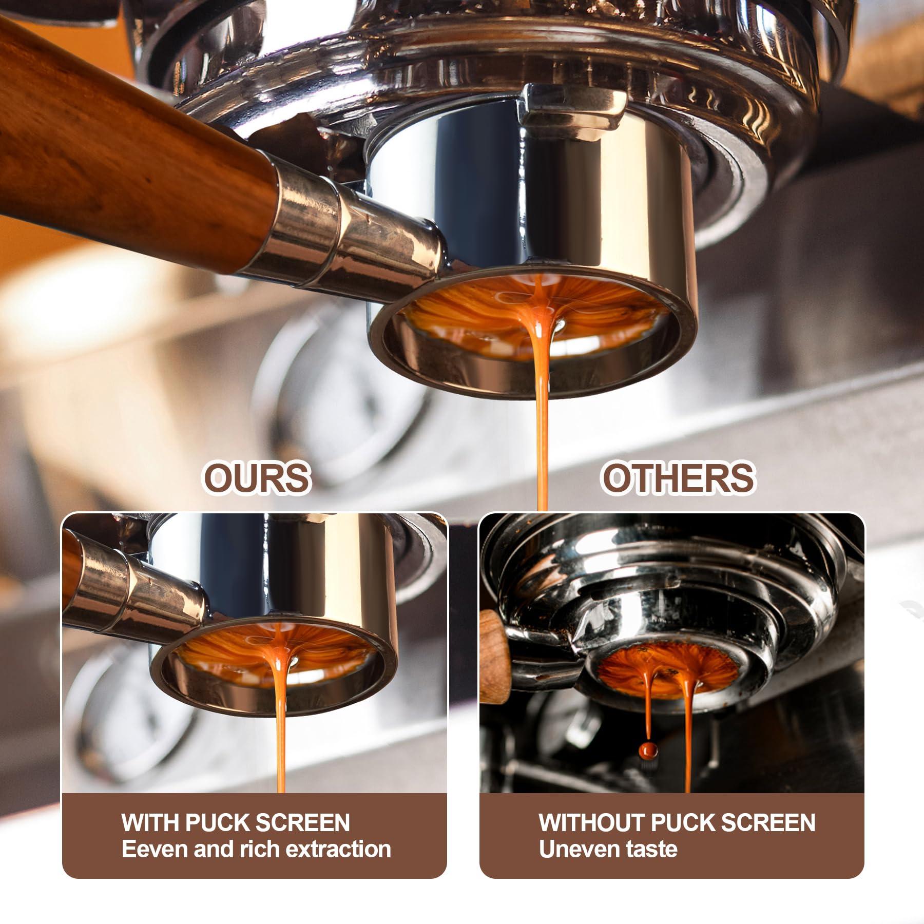 stochastic box 54 mm Bottomless Portafilter with Puck Screen, 3 Ears Espresso Portafilter Compatible with Breville Barista Express Machines,Stainless Steel Porta filter and Rosewood Handle - Image 5