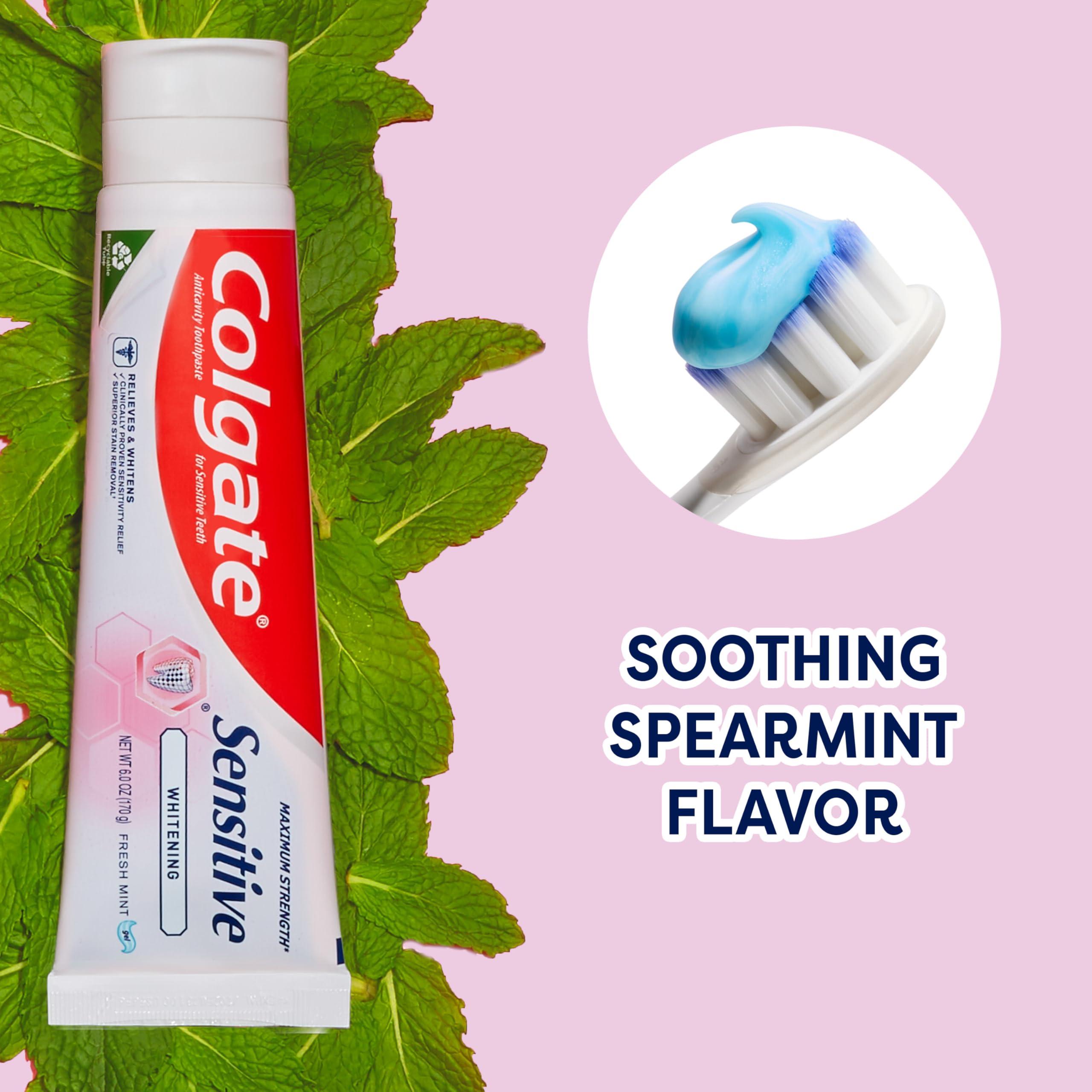 Colgate Whitening Toothpaste for Sensitive Teeth, Enamel Repair and Cavity Protection, Fresh Mint Gel, 6 Oz (Pack of 3) - Image 7
